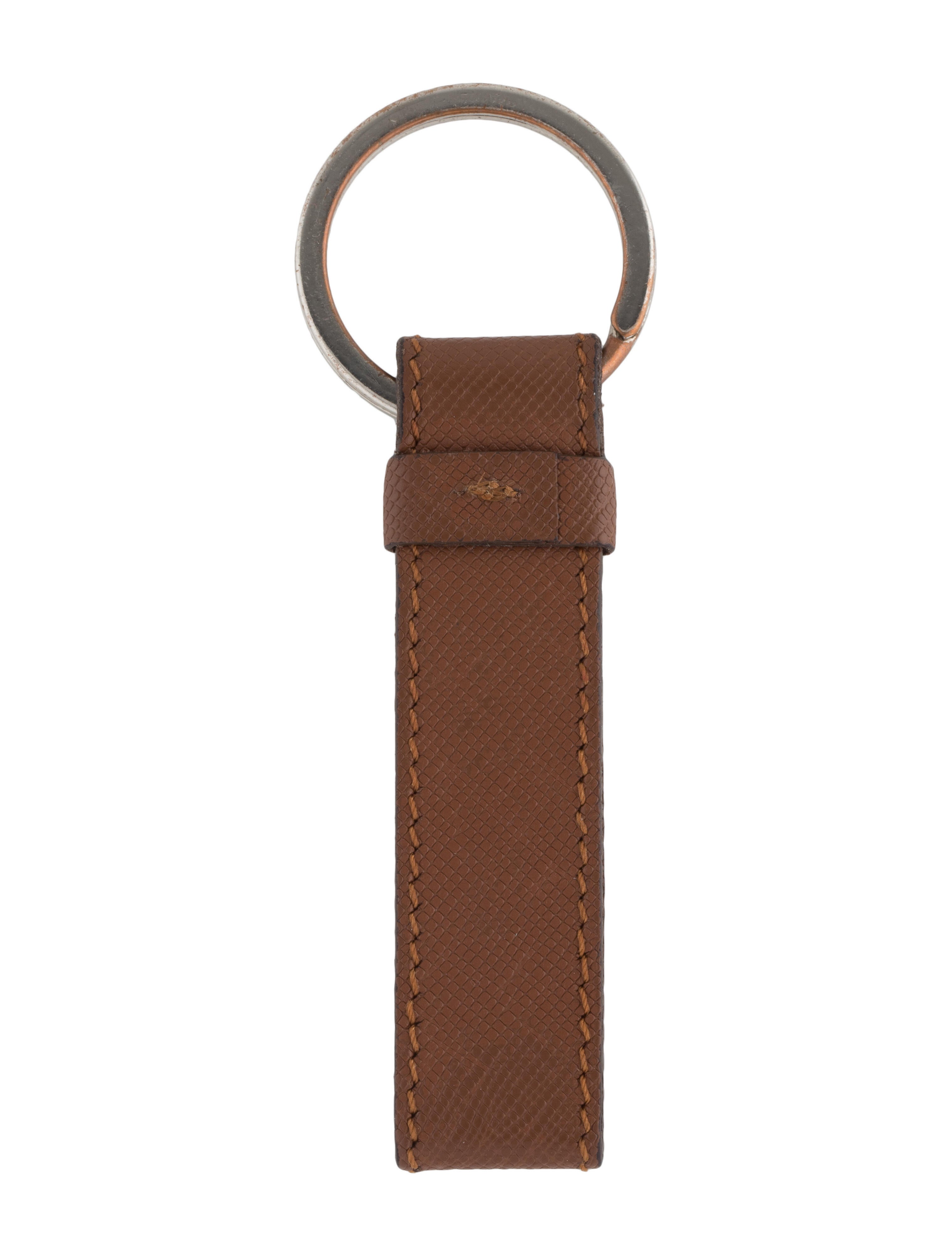 Bottega Veneta Leather Silver-Tone Keychain - Brown Keychains ...
