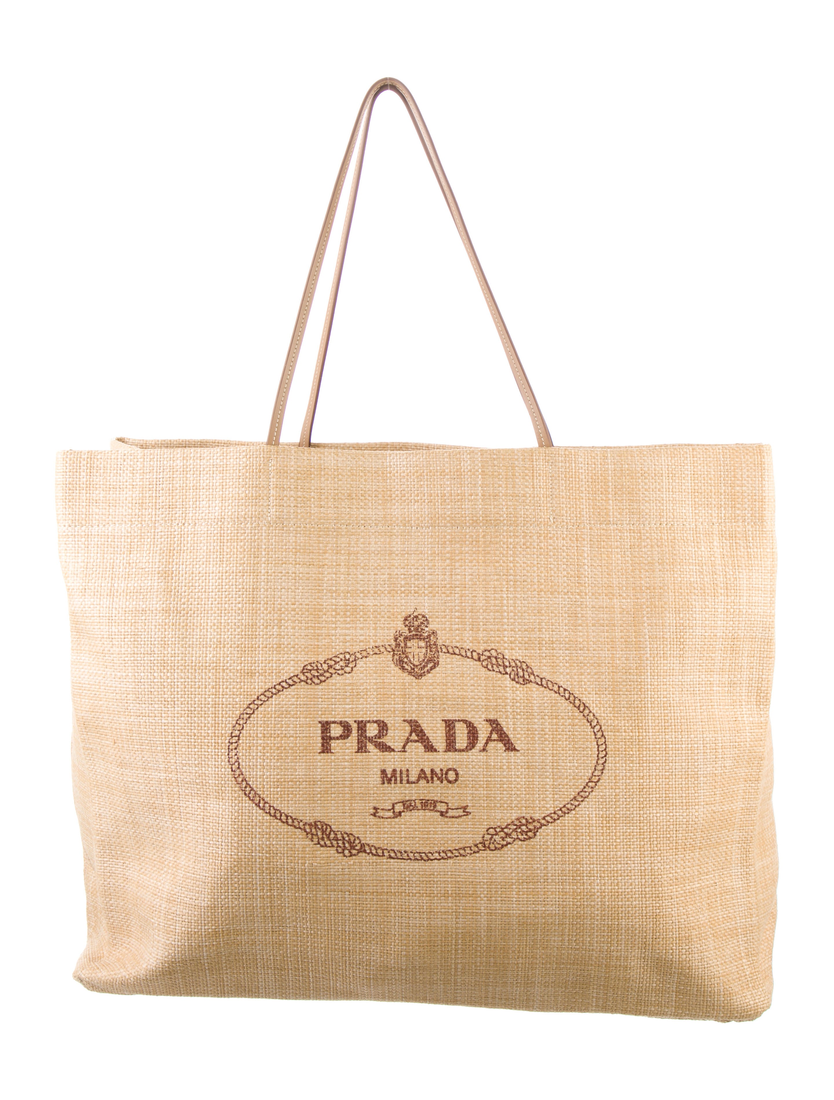 Prada Paglia Tote Raffia Leather Large Prada, Woven raffia and