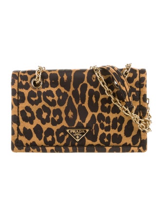 Prada Cheetah Tessuto Chain Flap Bag