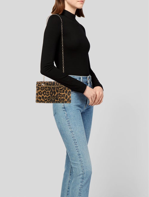 Prada Cheetah Tessuto Chain Flap Bag