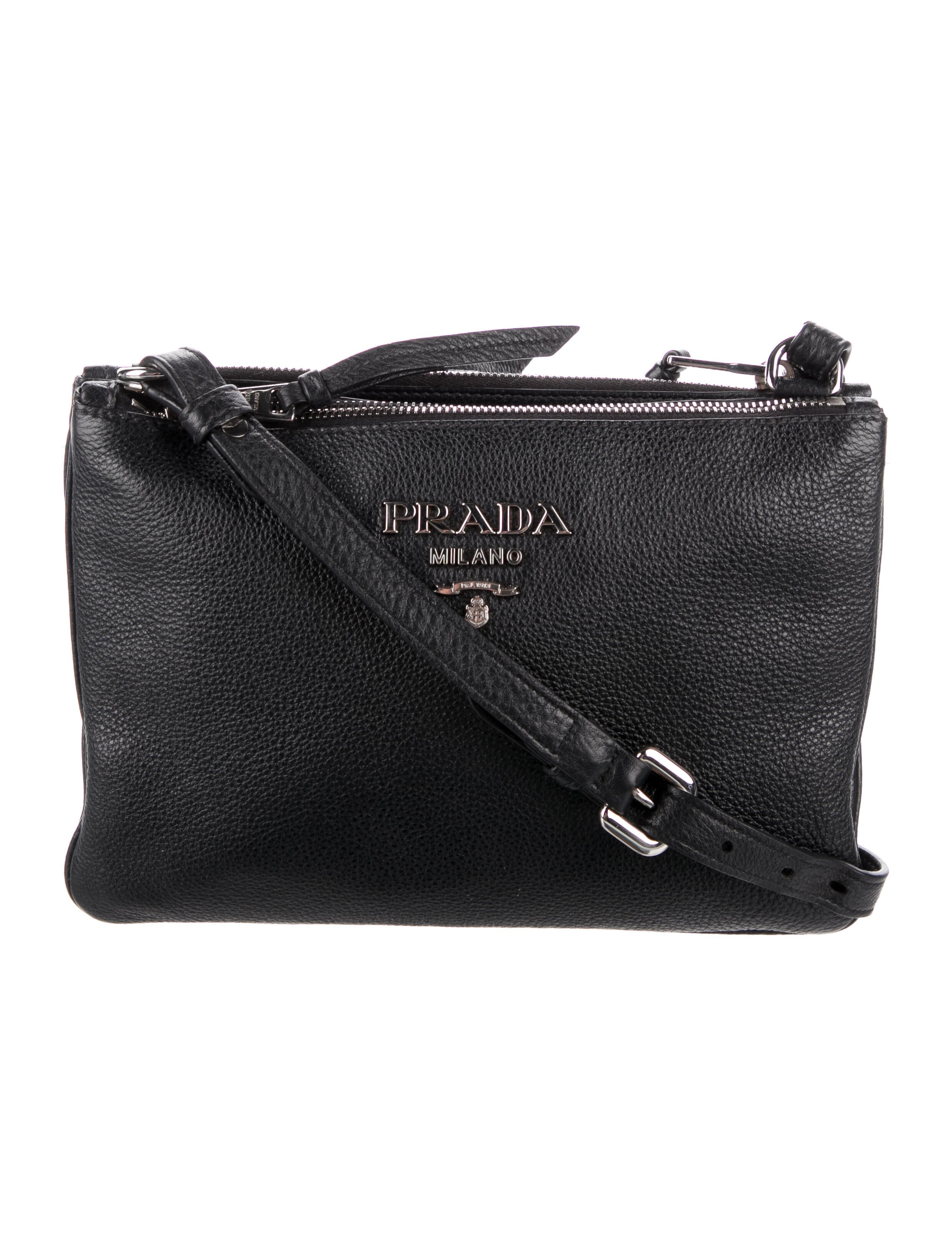 Prada Vitello Daino Phenix Crossbody Bag Black Crossbody Bags