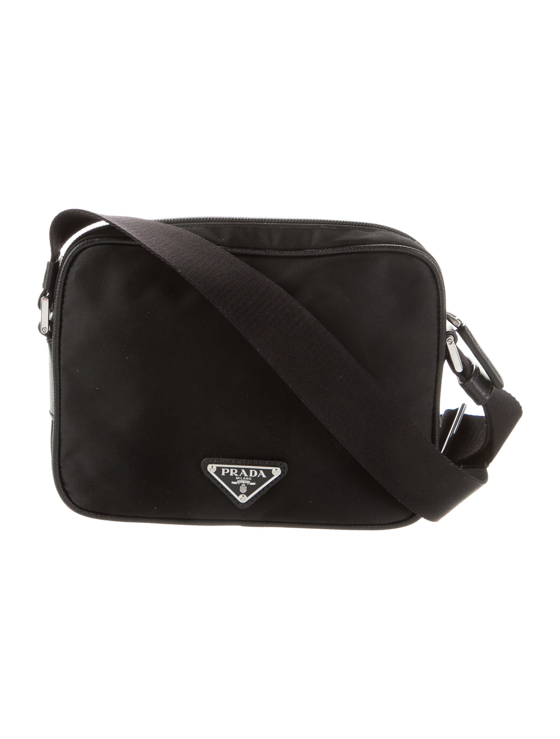 Prada Tessuto Logo Jacquard Crossbody Bag Black Crossbody Bags