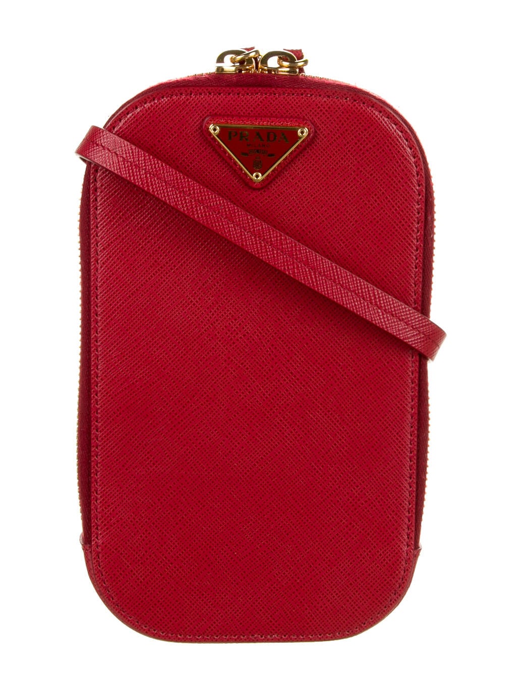 Prada SaffianoTrimmed Tessuto Crossbody Bag Red Crossbody Bags