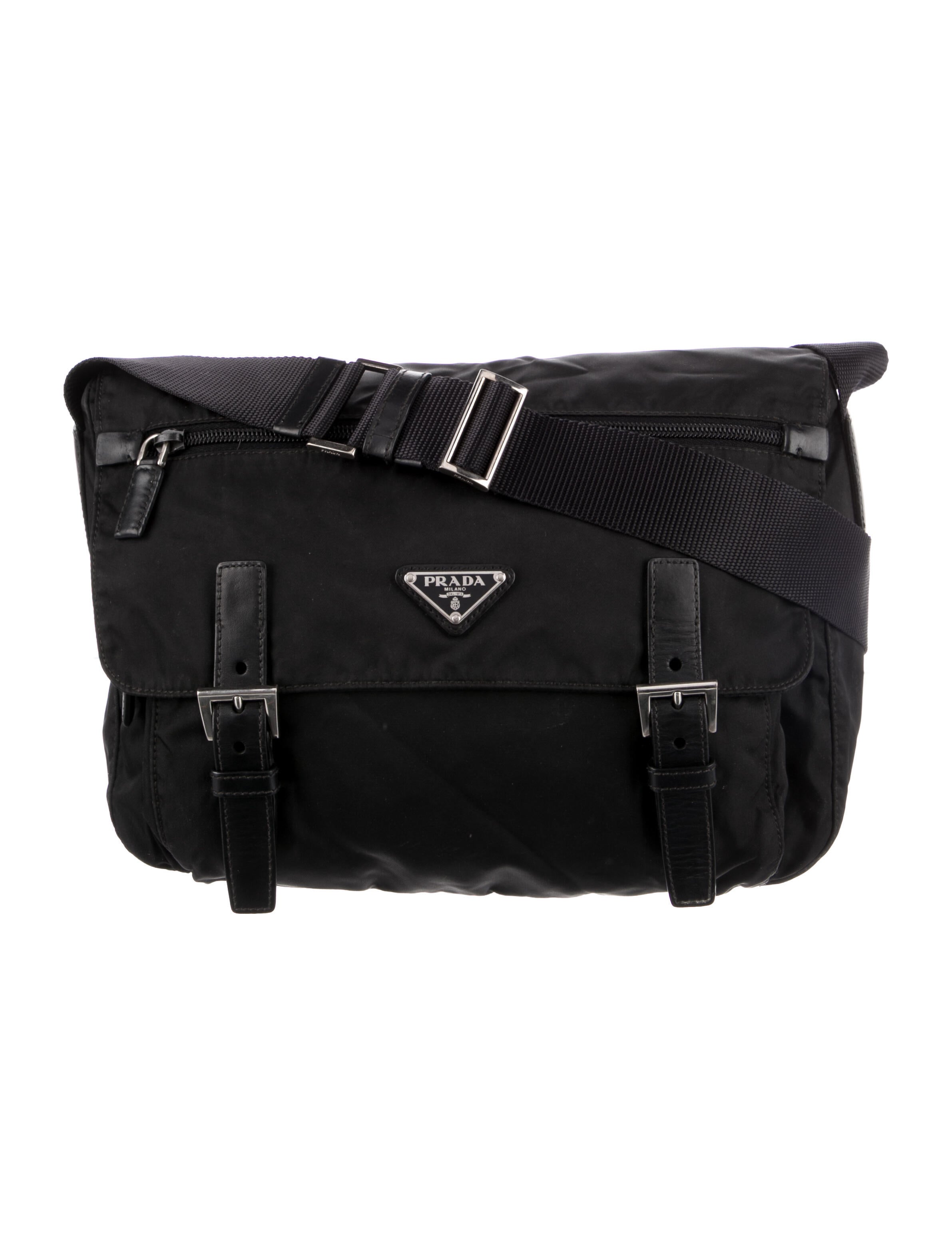 Prada Tessuto Messenger Bag Black Crossbody Bags, Handbags