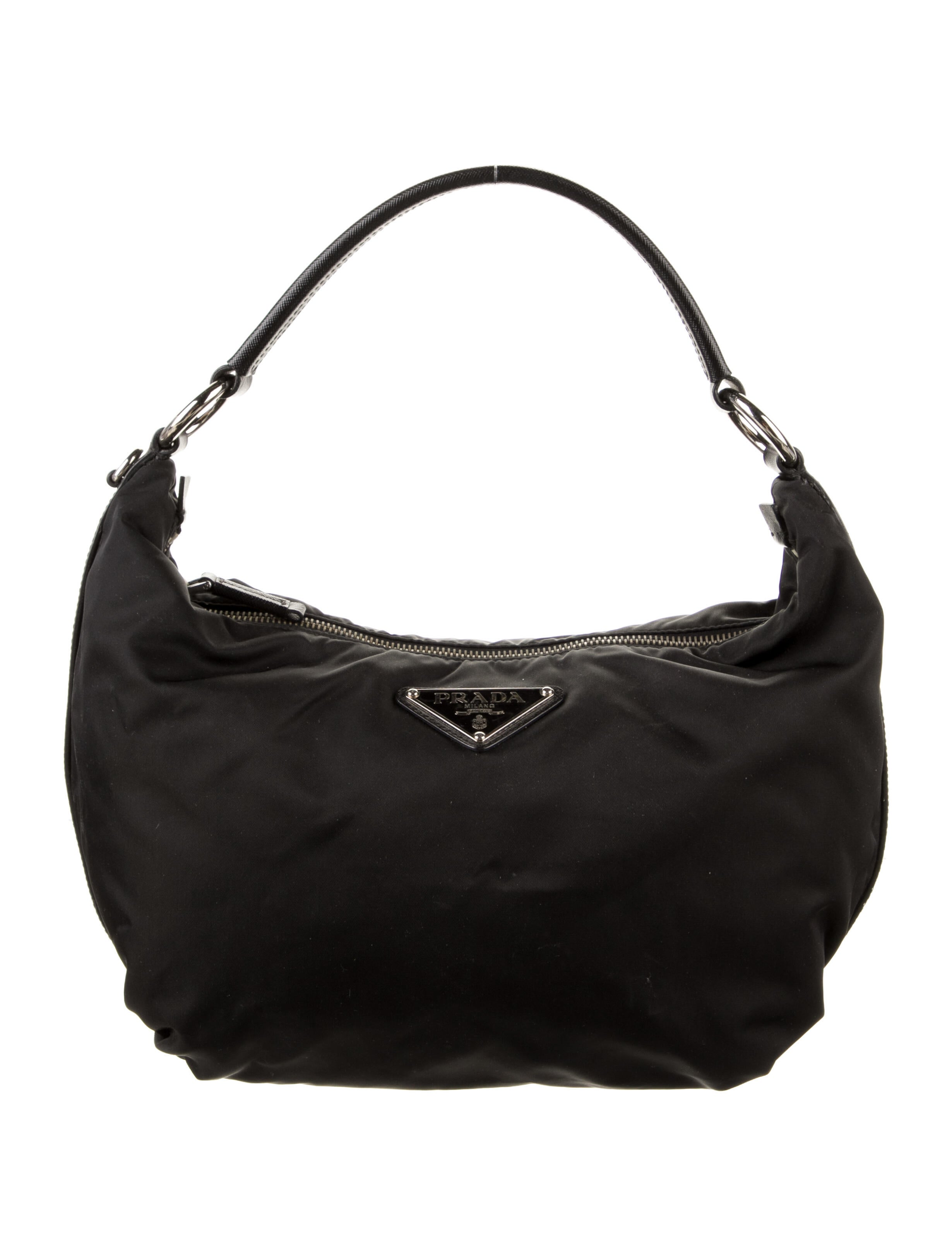 Prada Vintage Tessuto Small Hobo Bag Black Handle Bags, Handbags
