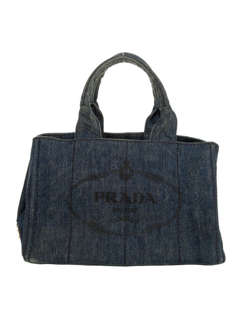Prada Denim Canapa Logo Tote