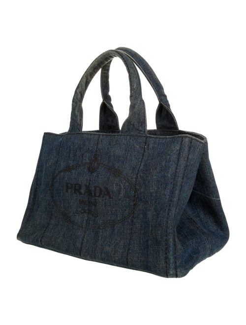 Prada Denim Canapa Logo Tote