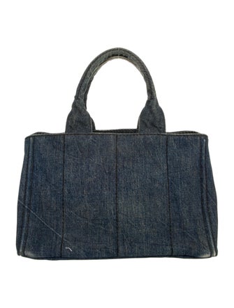 Prada Denim Canapa Logo Tote