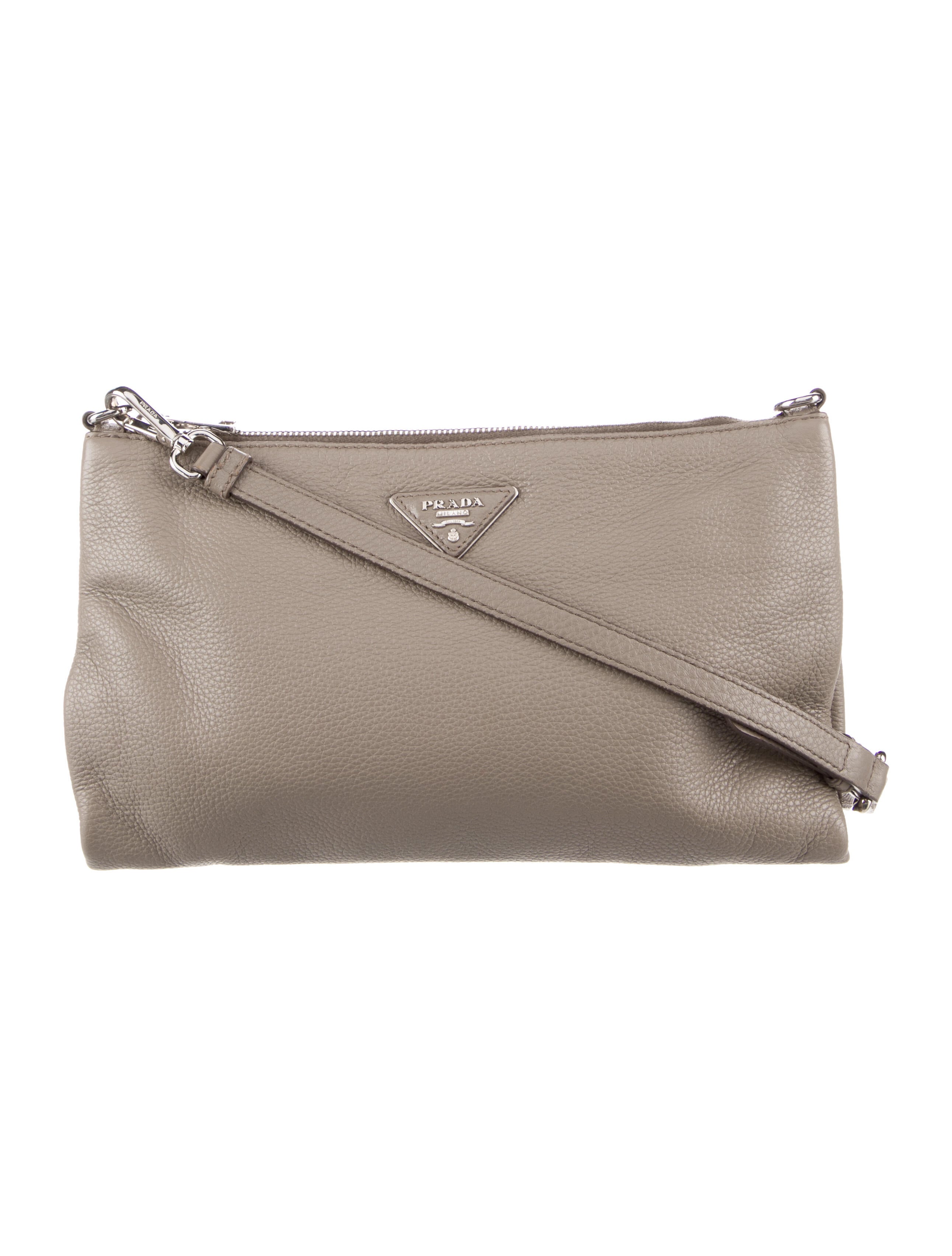 Prada Vitello Phenix Crossbody Bag Grey Crossbody Bags, Handbags