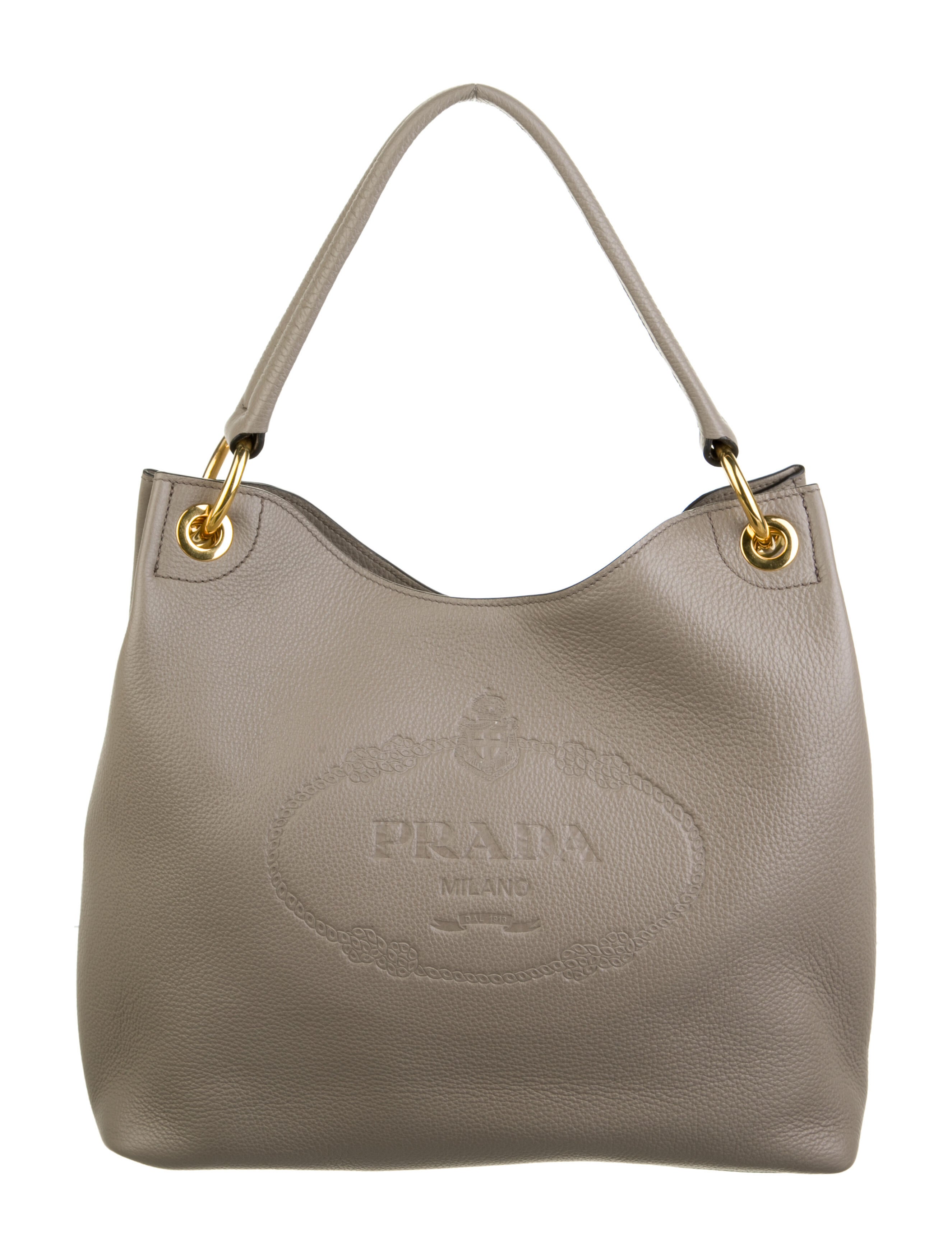 Prada 2022 Vitello Phenix Hobo Grey Hobos, Handbags PRA830927 The