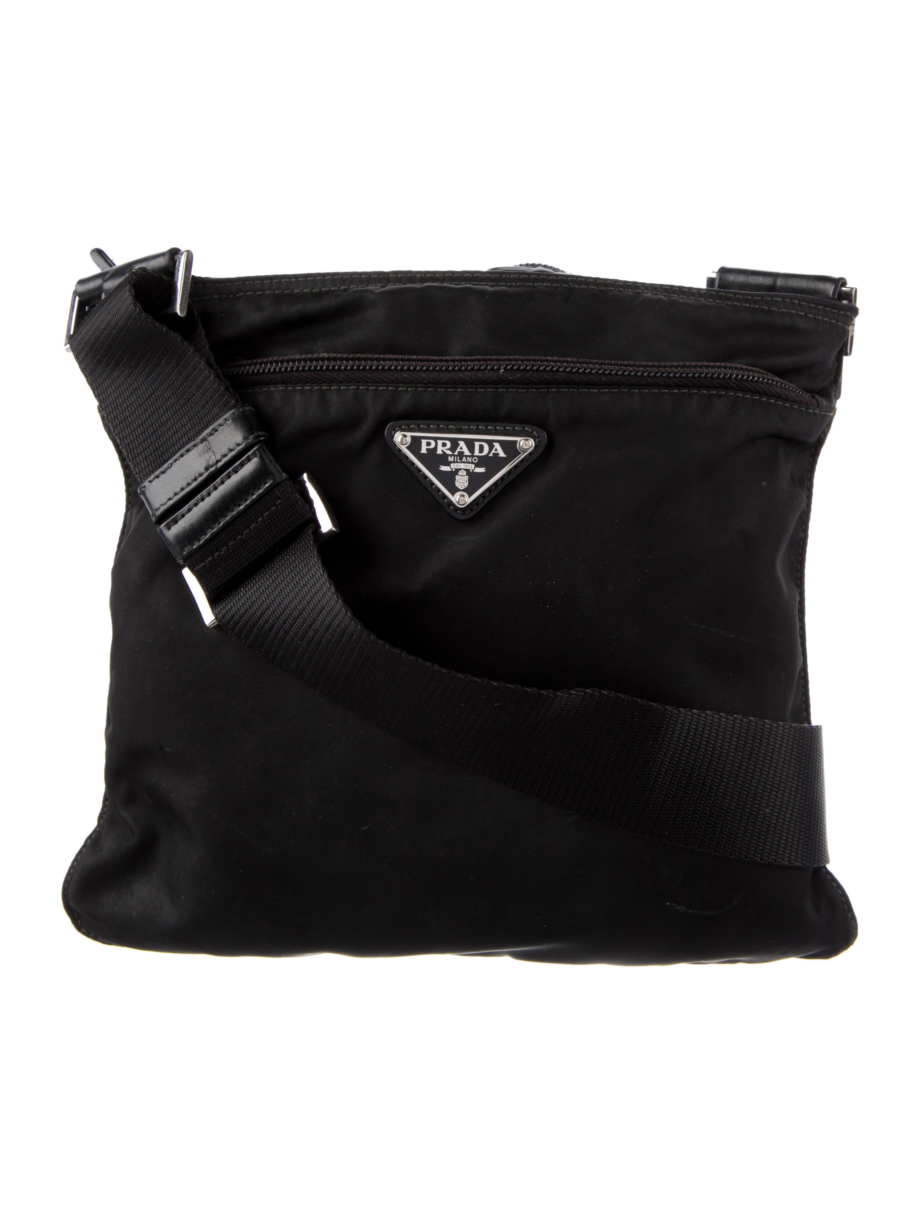 Prada Tessuto Messenger Bag Black Crossbody Bags, Handbags