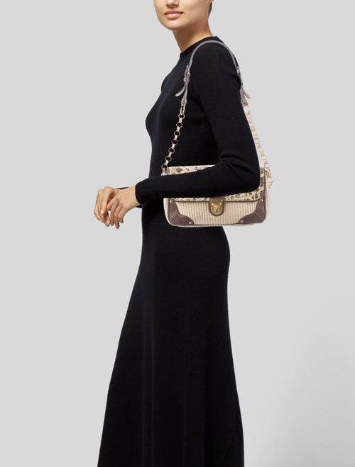 Prada Pitone Trim Woven Handle Bag