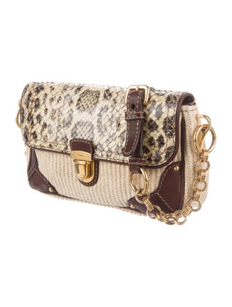 Prada Pitone Trim Woven Handle Bag