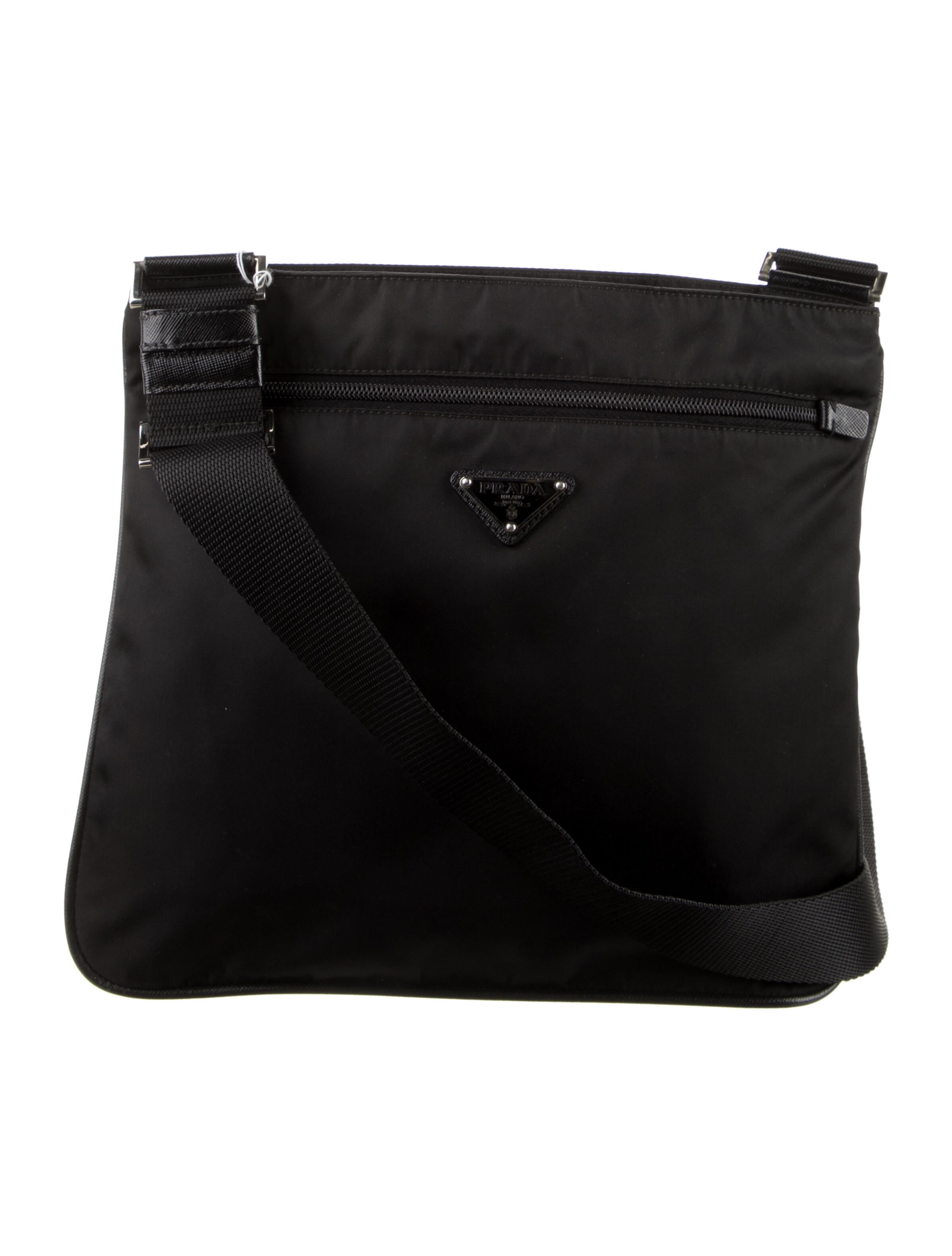 Prada Tessuto Flat Messenger bag Black Crossbody Bags, Handbags