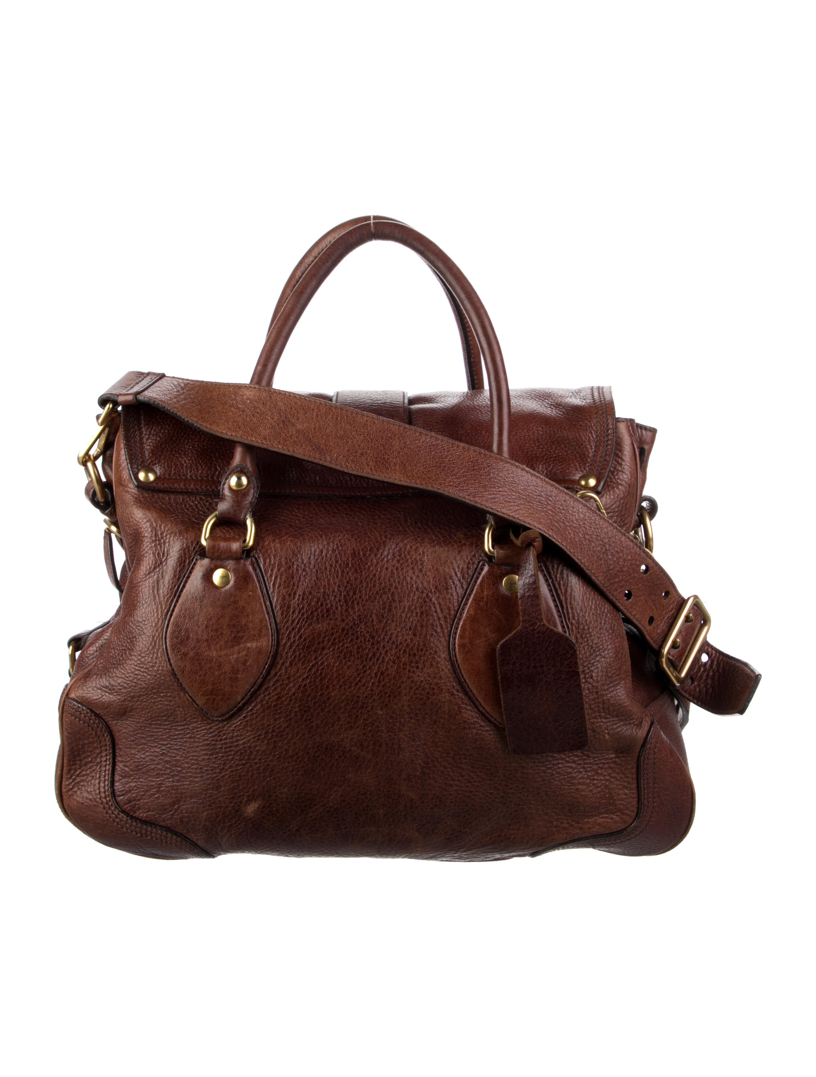 【専用づかちん様】　PRADA ビジネスバッグ ベージュ ブラウン Caramel Prada Buckle leather handbag with double belt | PRADA