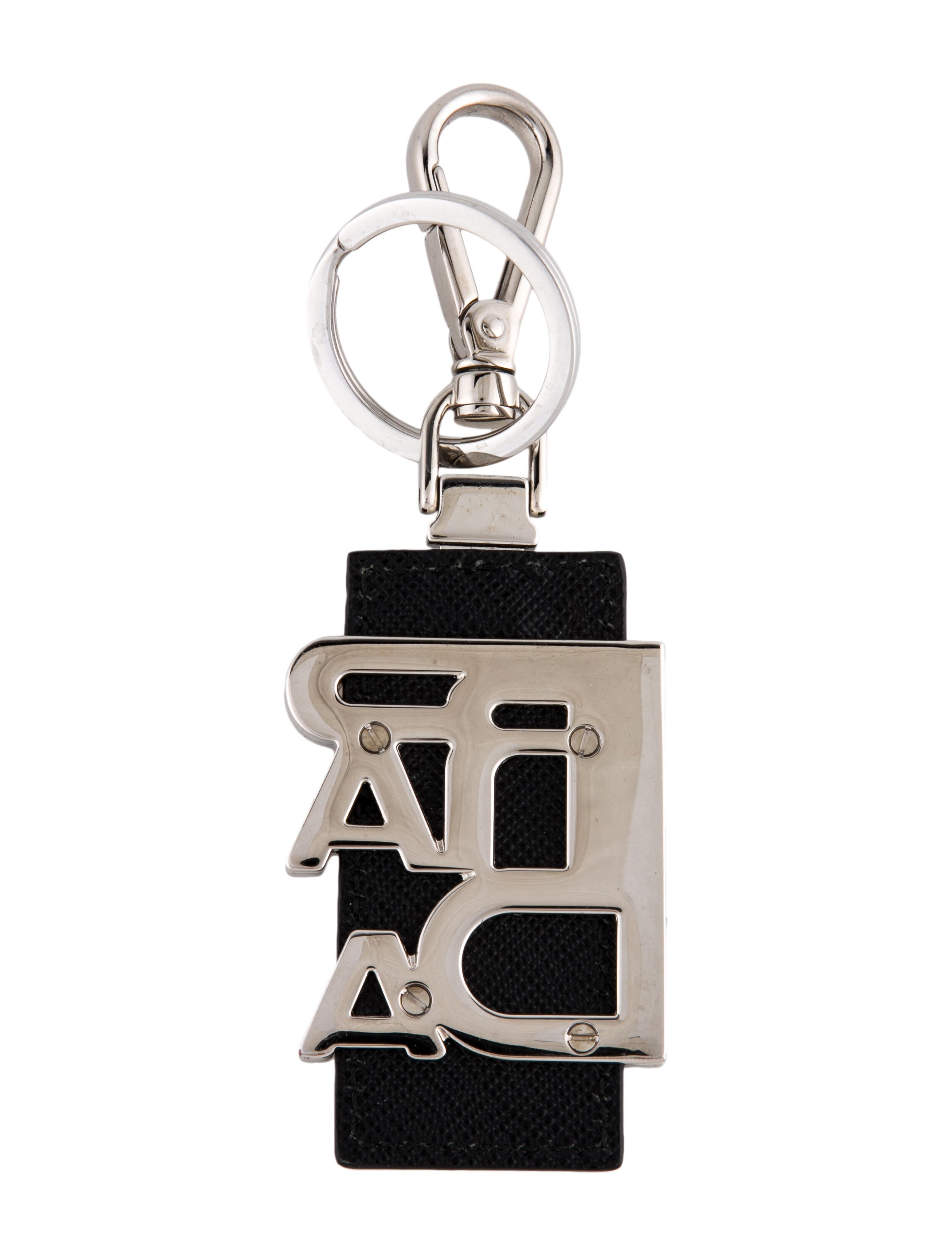 Prada Saffiano Leather Logo Keychain Black Keychains, Accessories