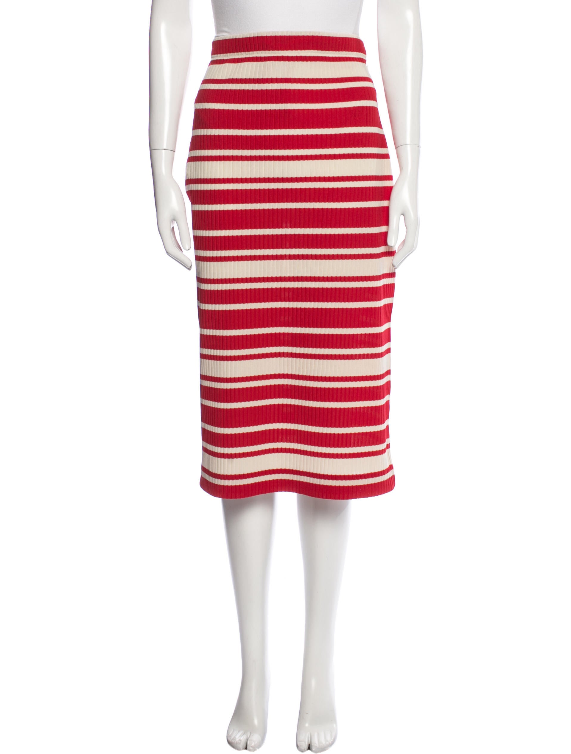 【関税込み】prada Striped wool skirt Prada Striped Knee-Length Skirt - Red Skirts, Clothing