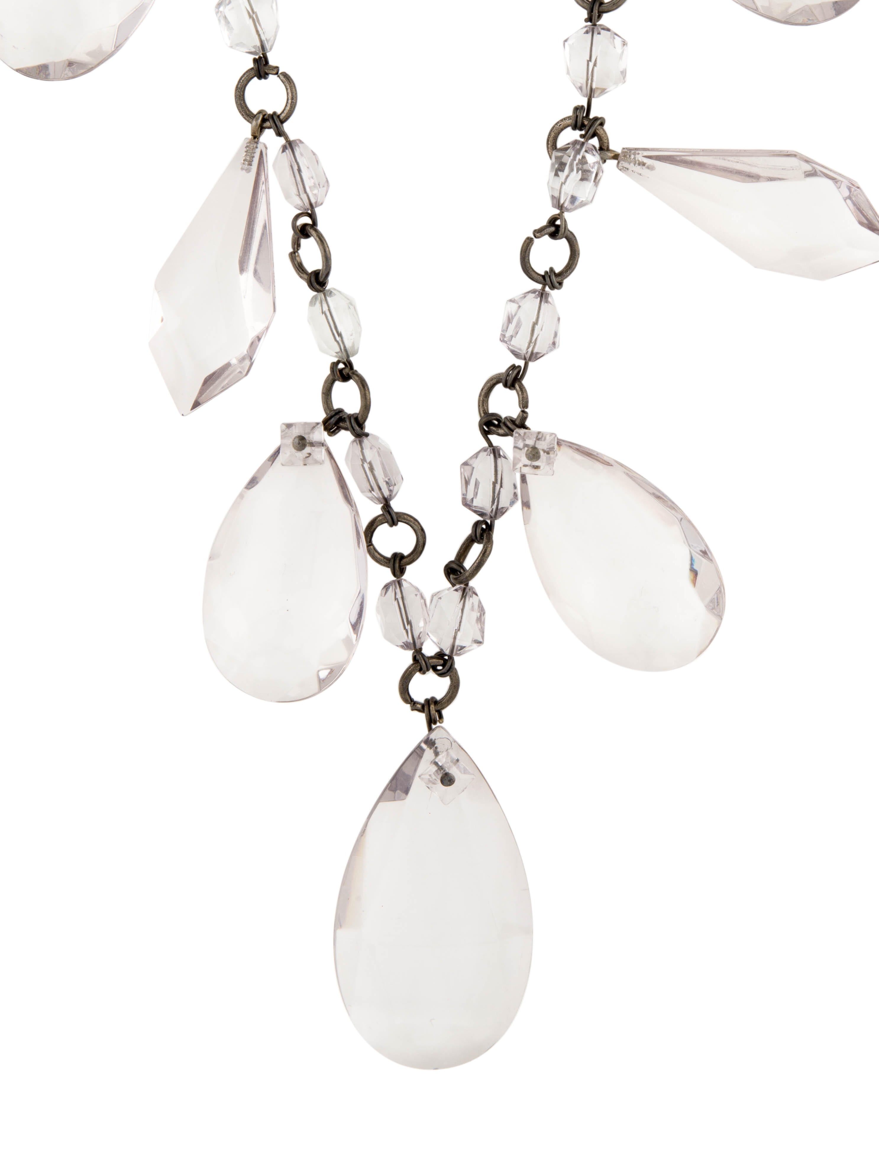 Prada Resin Beaded Necklace Gunmetal Collar, Necklaces PRA841371