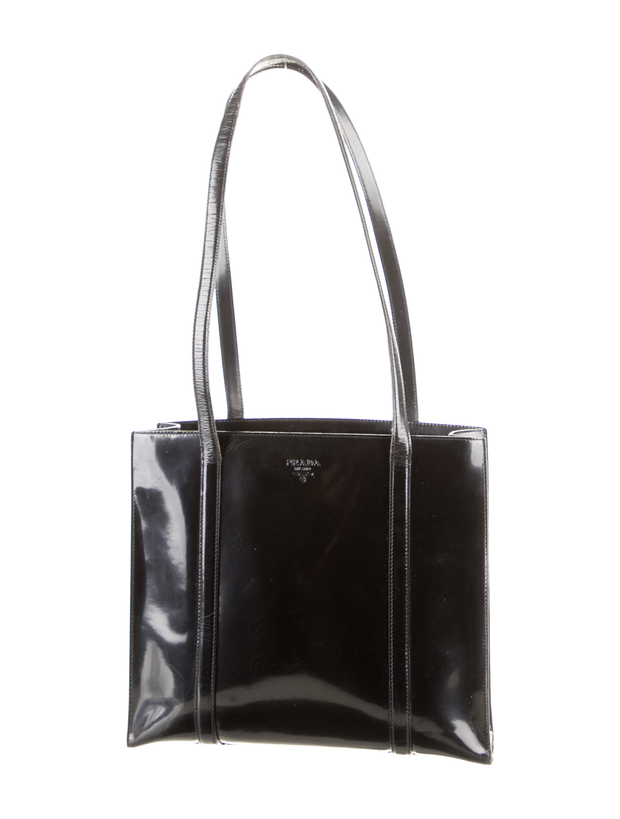 PRADA PATENT SPAZZOLATO SHOP TOTE BAG Prada Vintage Spazzolato 