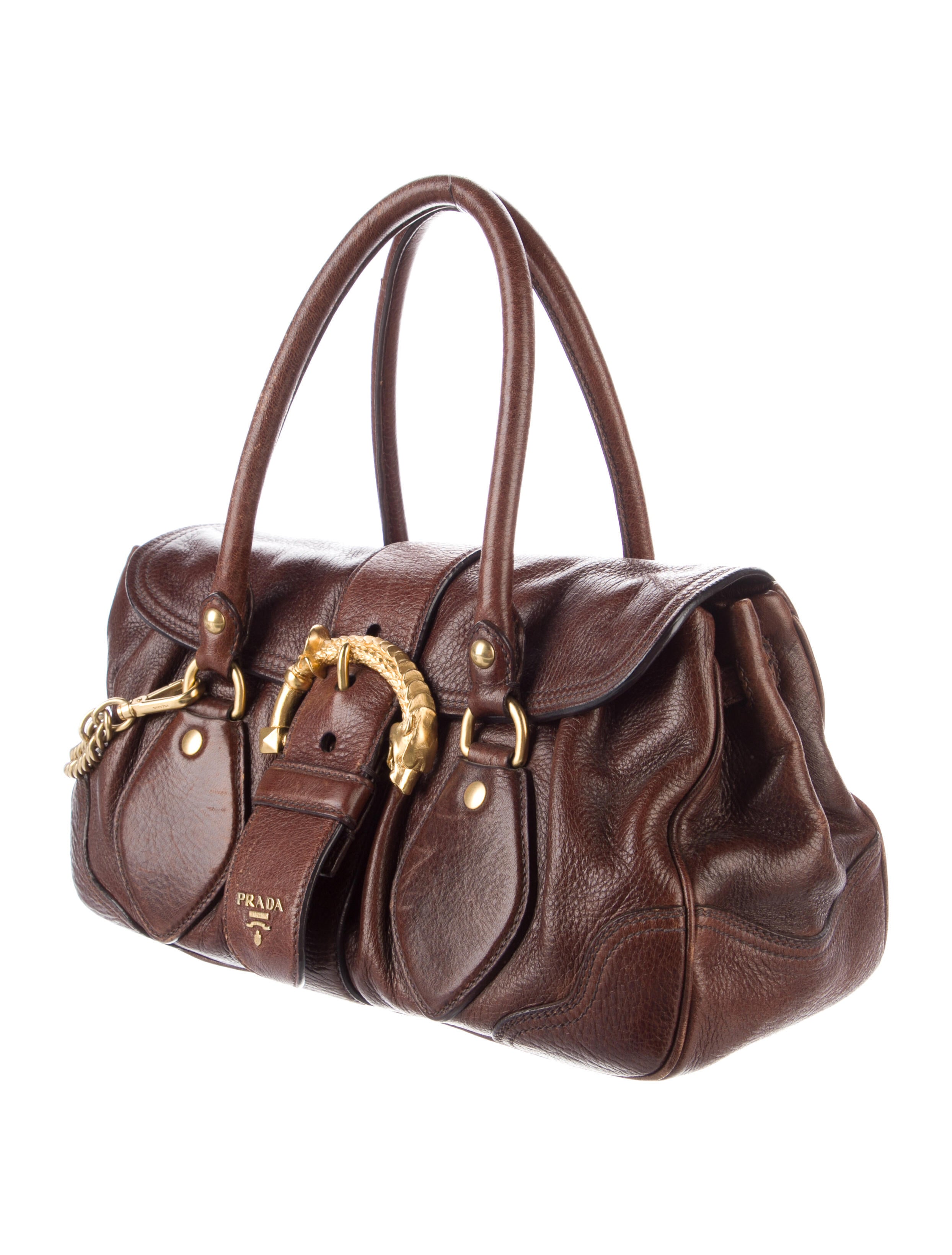 Prada Cervo Animalier Shoulder Bag - Brown Shoulder Bags, Handbags