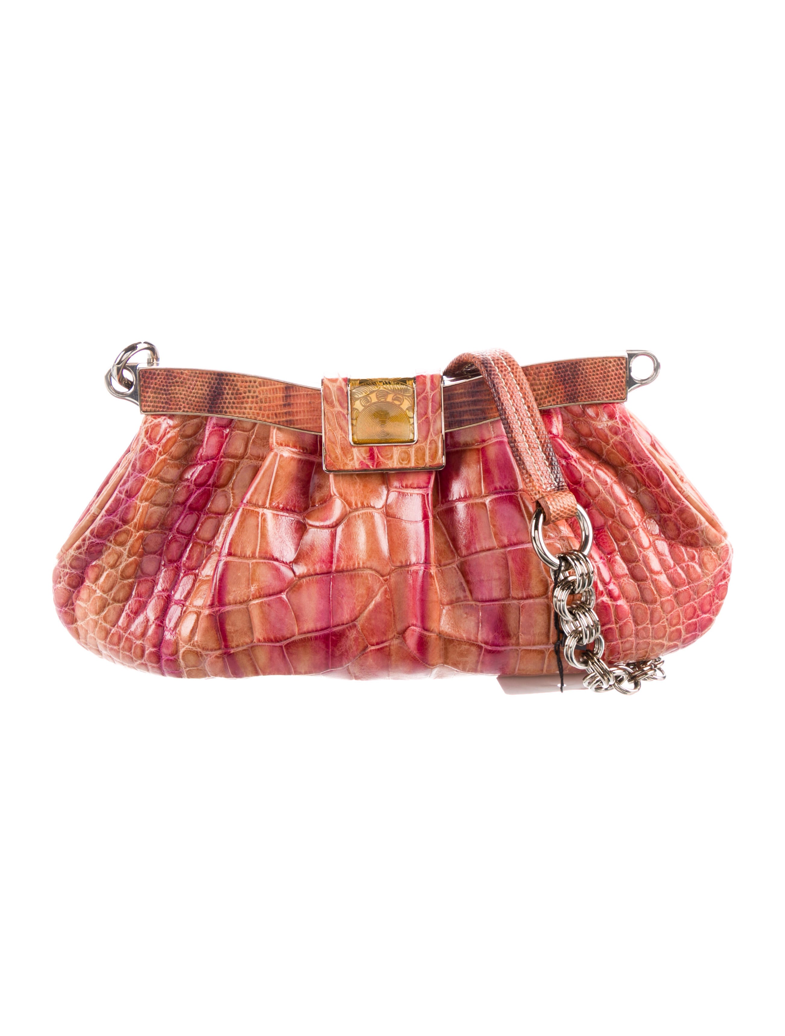 Prada Lizard-Trimmed Crocodile Frame Bag