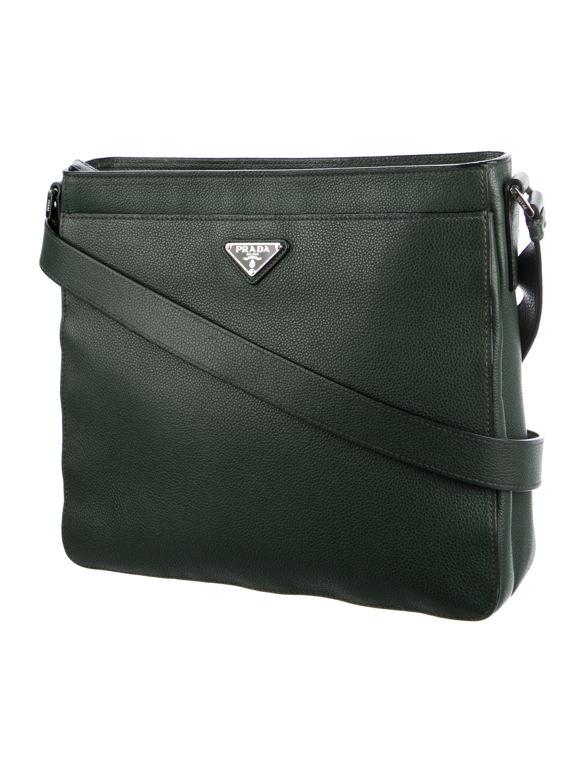 Prada Vitello Daino Messenger Bag Green Crossbody Bags, Handbags