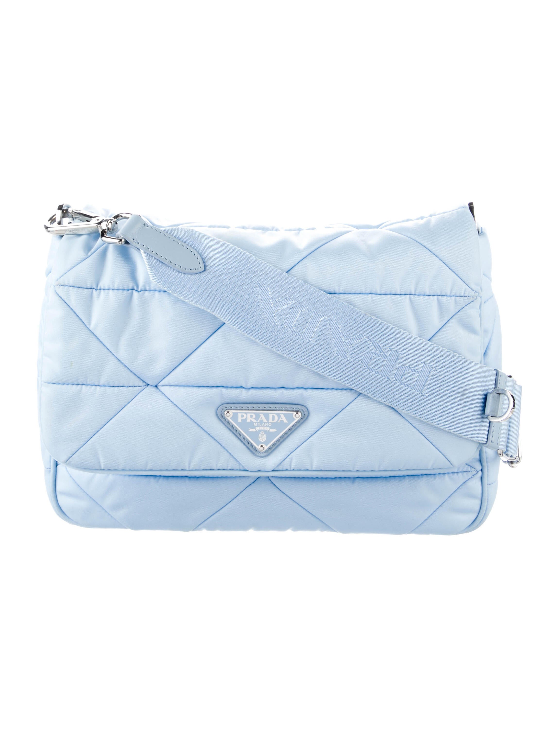 Prada ReNylon Padded Shoulder Bag Blue Shoulder Bags, Handbags