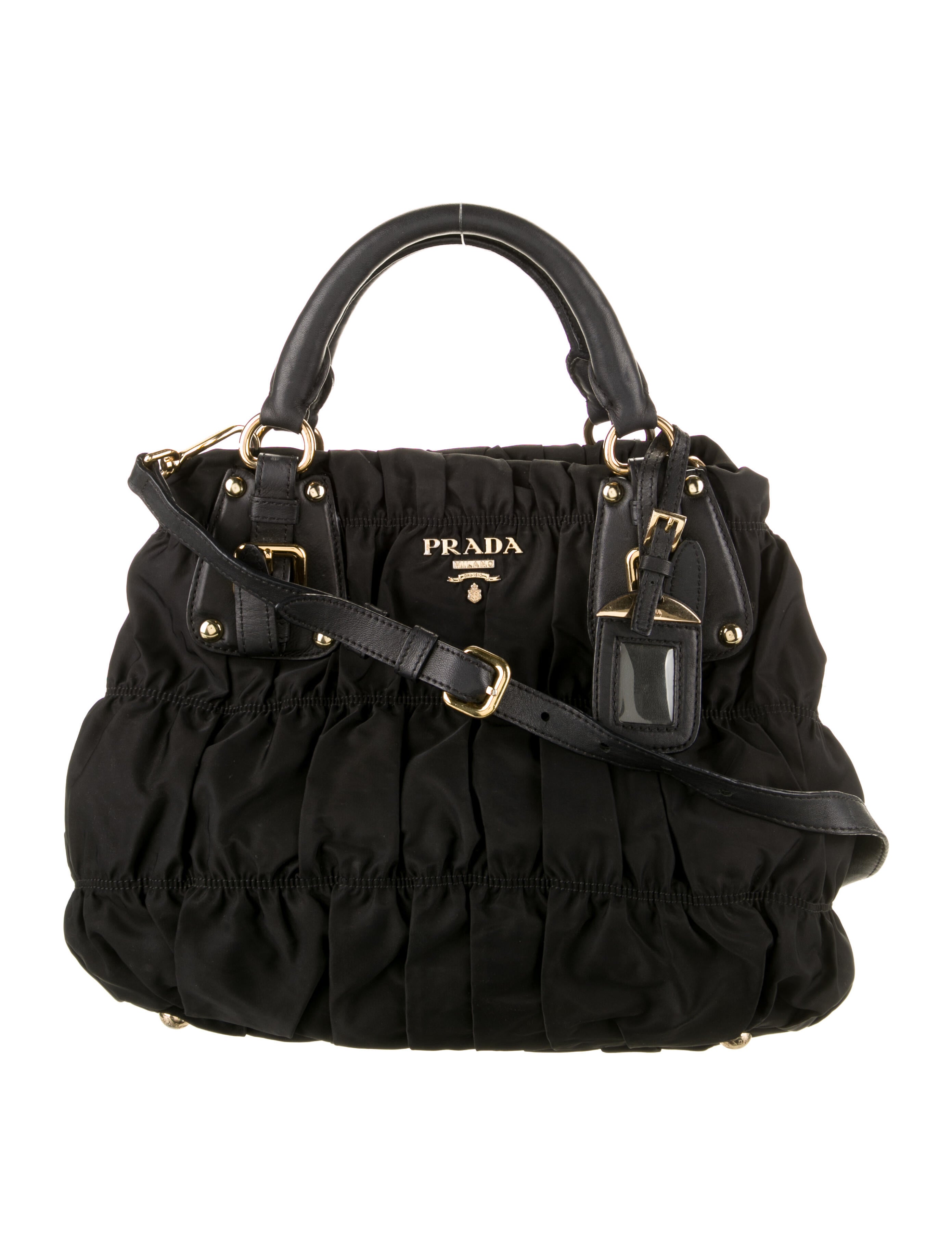 PRADA　バニティバッグ Prada Tessuto Gaufre Hobo - Black Shoulder Bags, Handbags