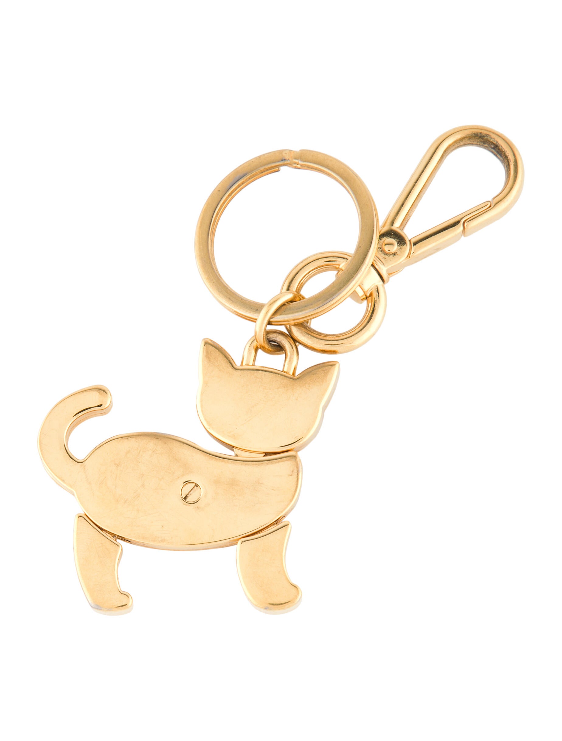 Prada Enamel Cat Keychain - Gold Keychains, Accessories