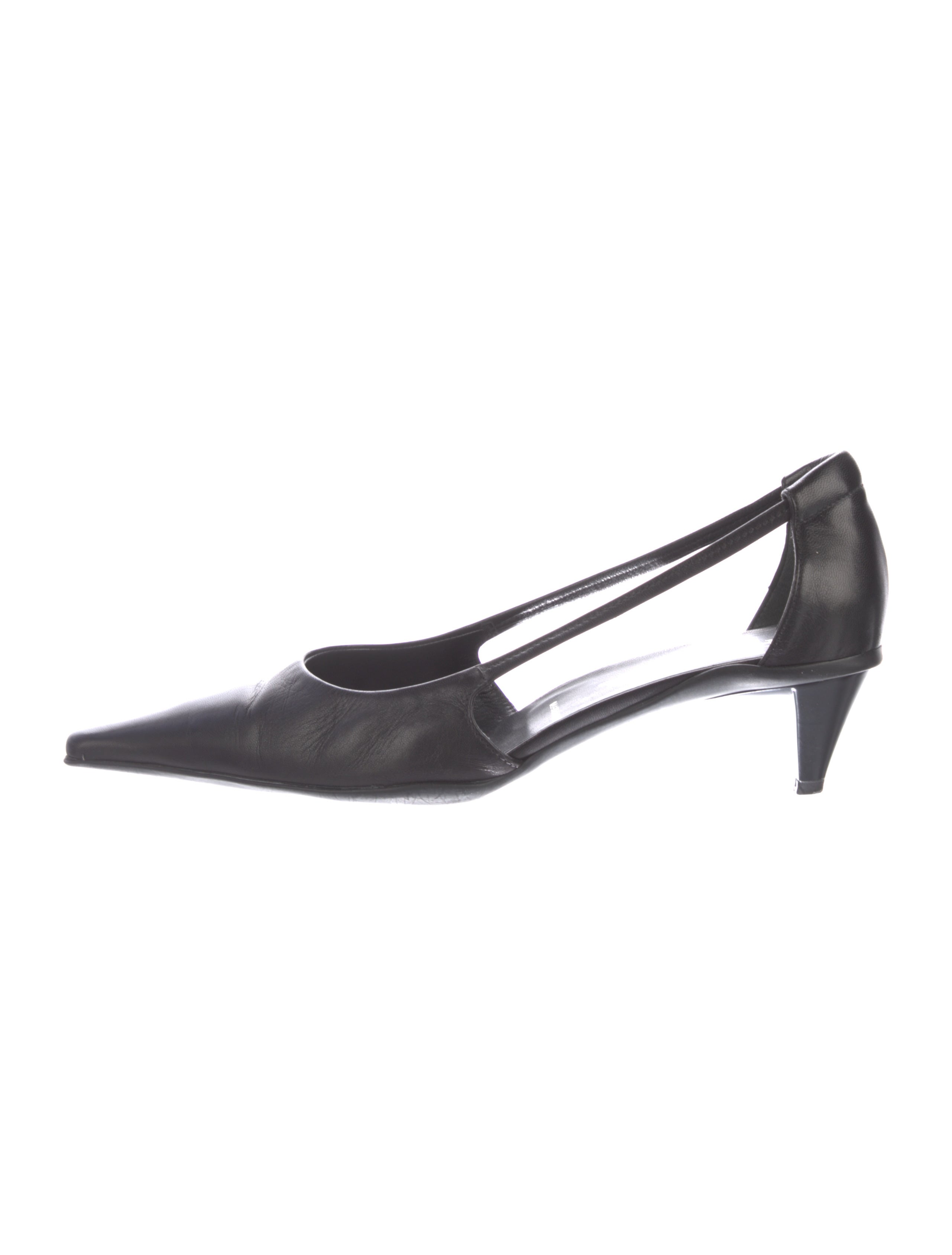 Prada Leather Cutout Accent Pumps