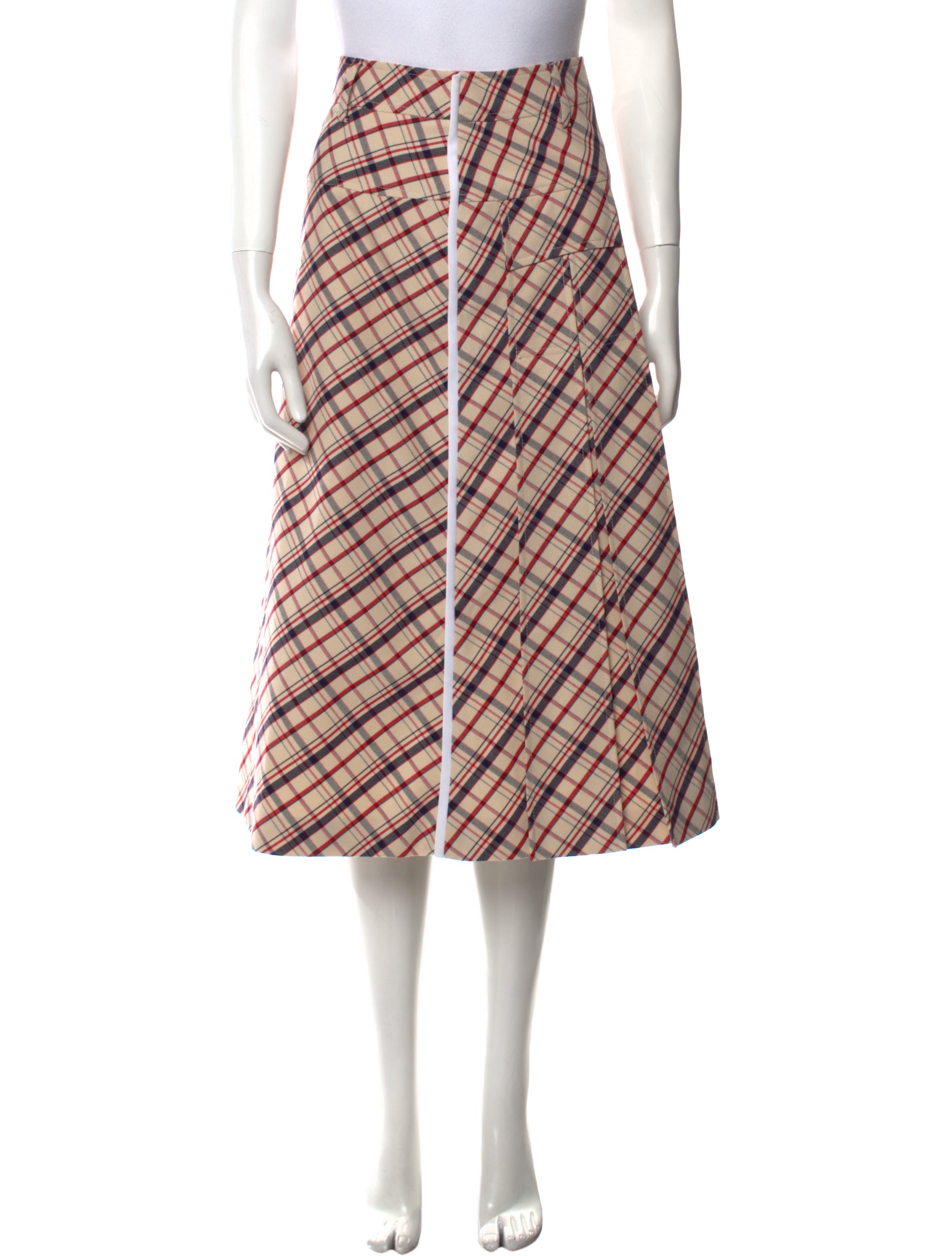 スカート Prada Virgin Wool Midi Skirt Belted pleated virgin wool midi skirt in grey - Prada