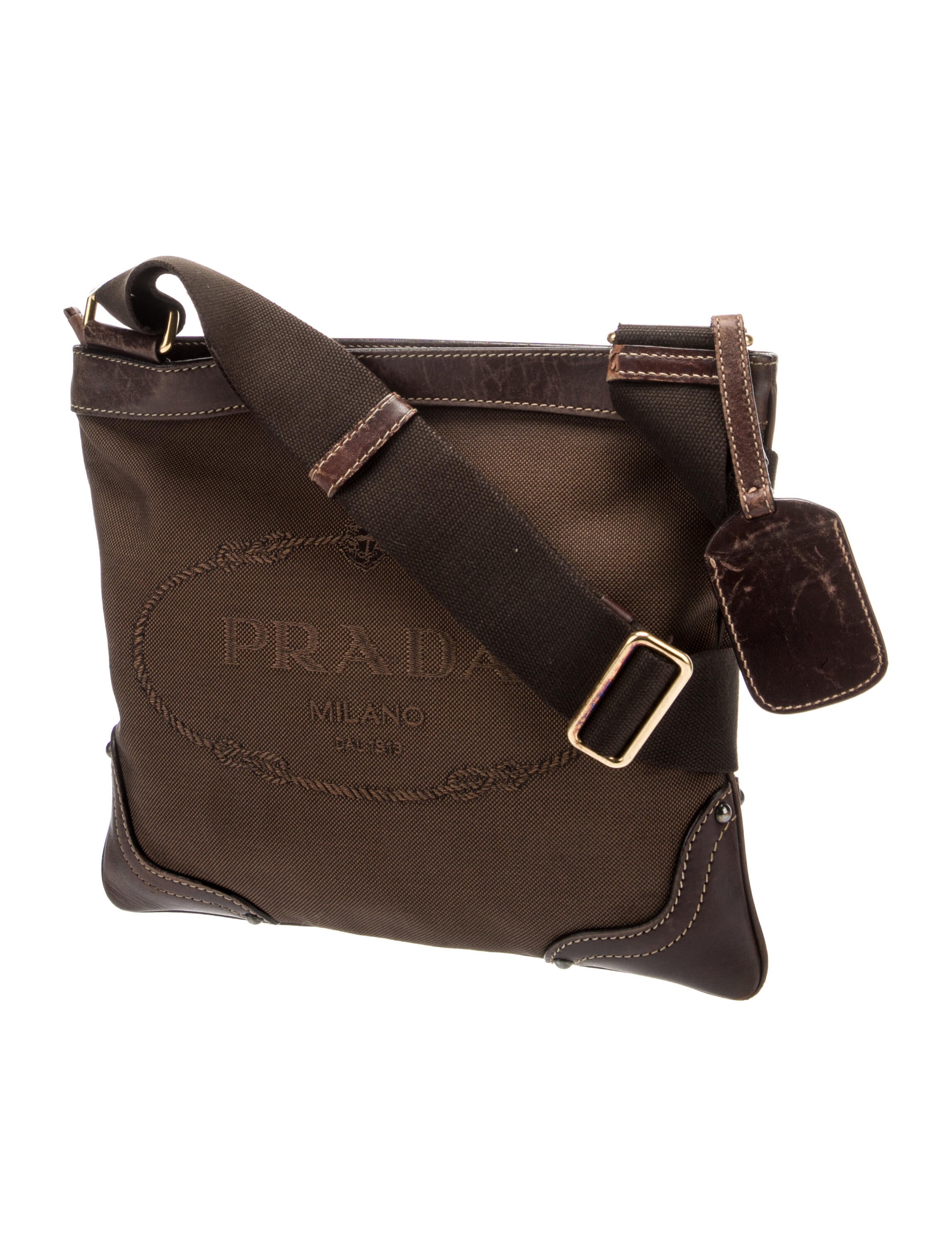 Prada Canapa Logo Jacquard Messenger Bag Brown Crossbody Bags, Handbags PRA872488 The RealReal