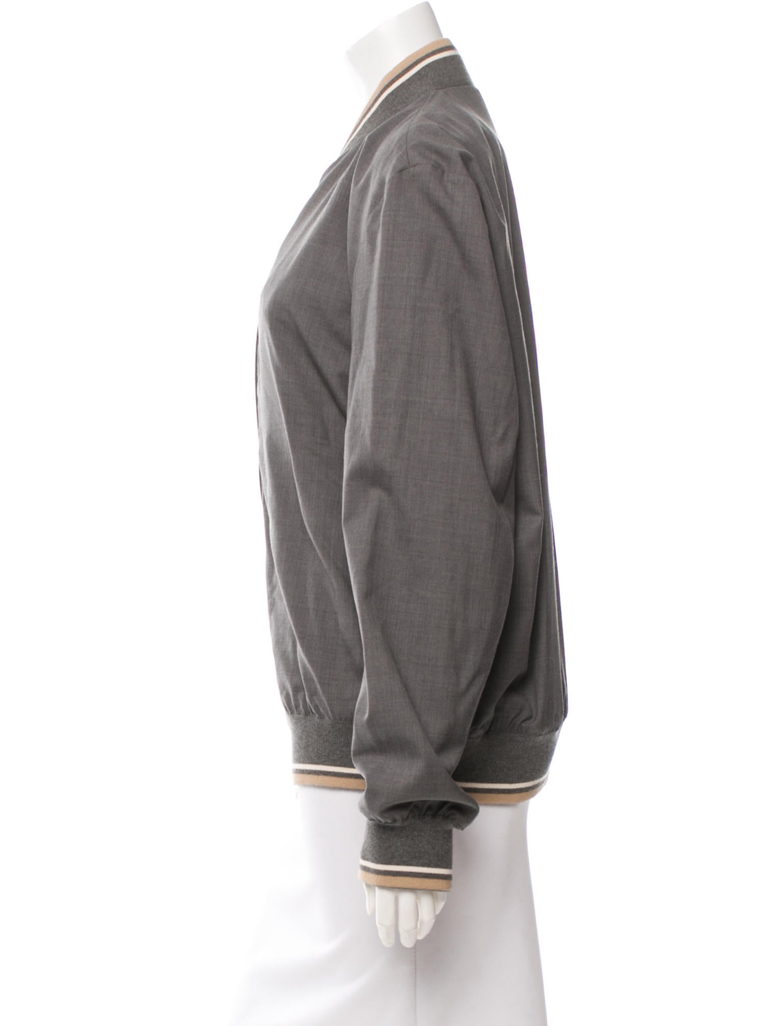Prada Wool Bomber Jacket - Grey Jackets, Clothing - PRA87872