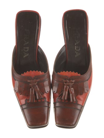Prada Leather Lasercut Accents Mules