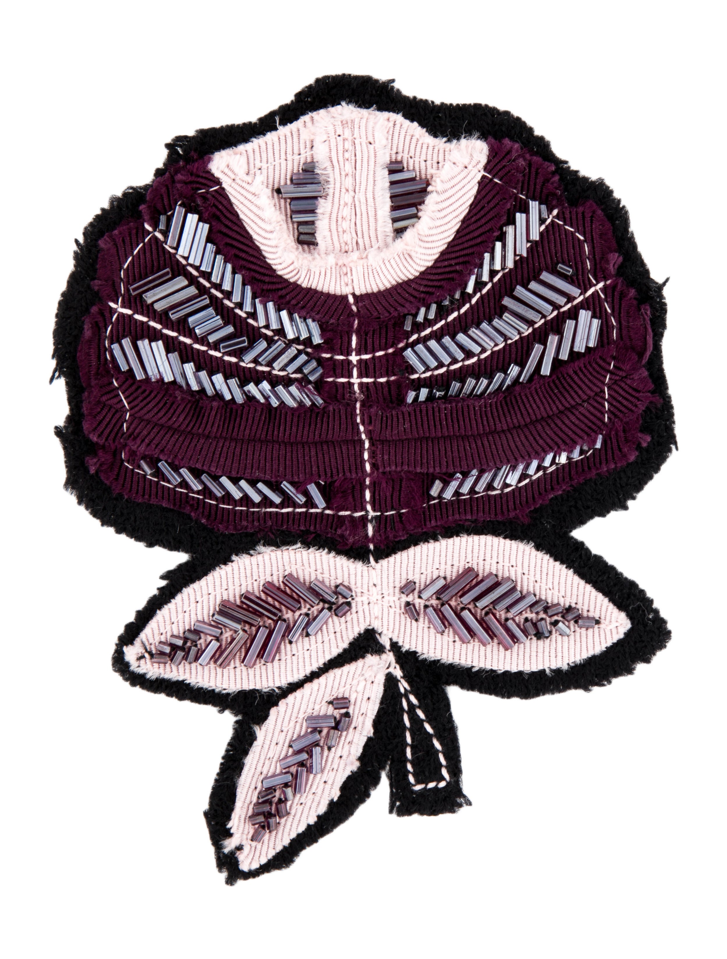 Prada Crystal & Fabric Rose Brooch w/ Tags GoldTone Metal Pin