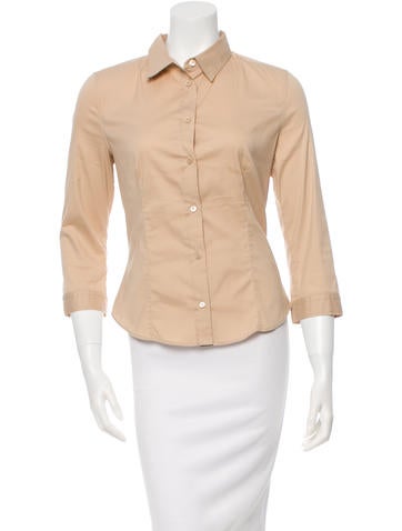 Prada Long Sleeve Button-Up Top