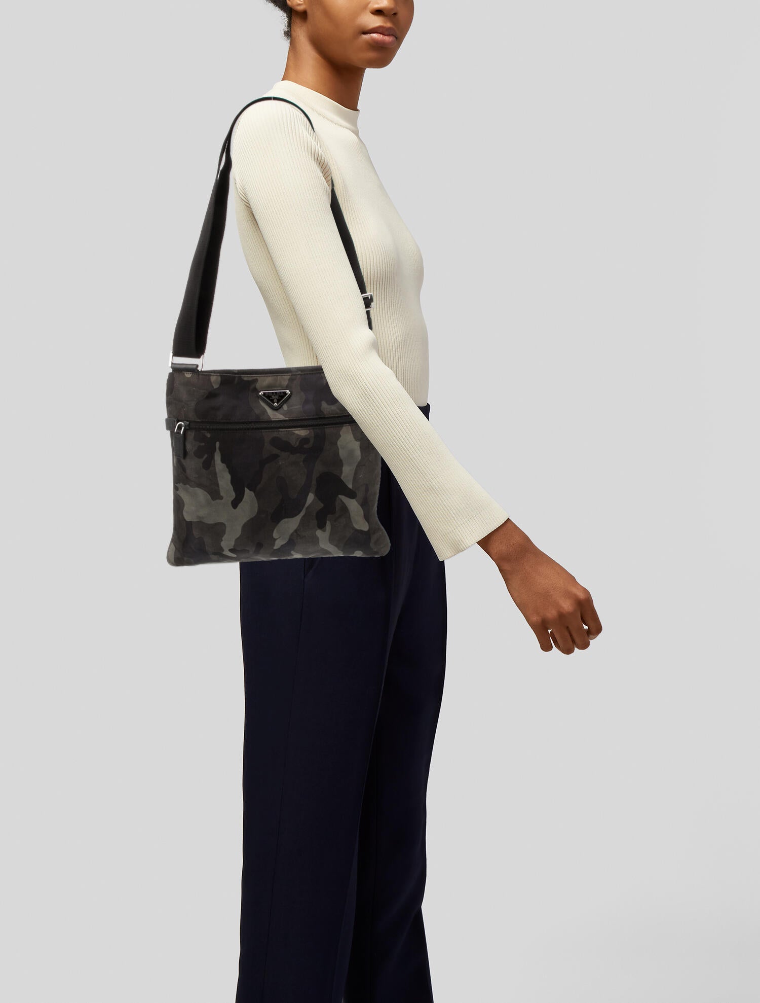 Prada Tessuto Camouflage Messenger Bag Black Crossbody Bags, Handbags