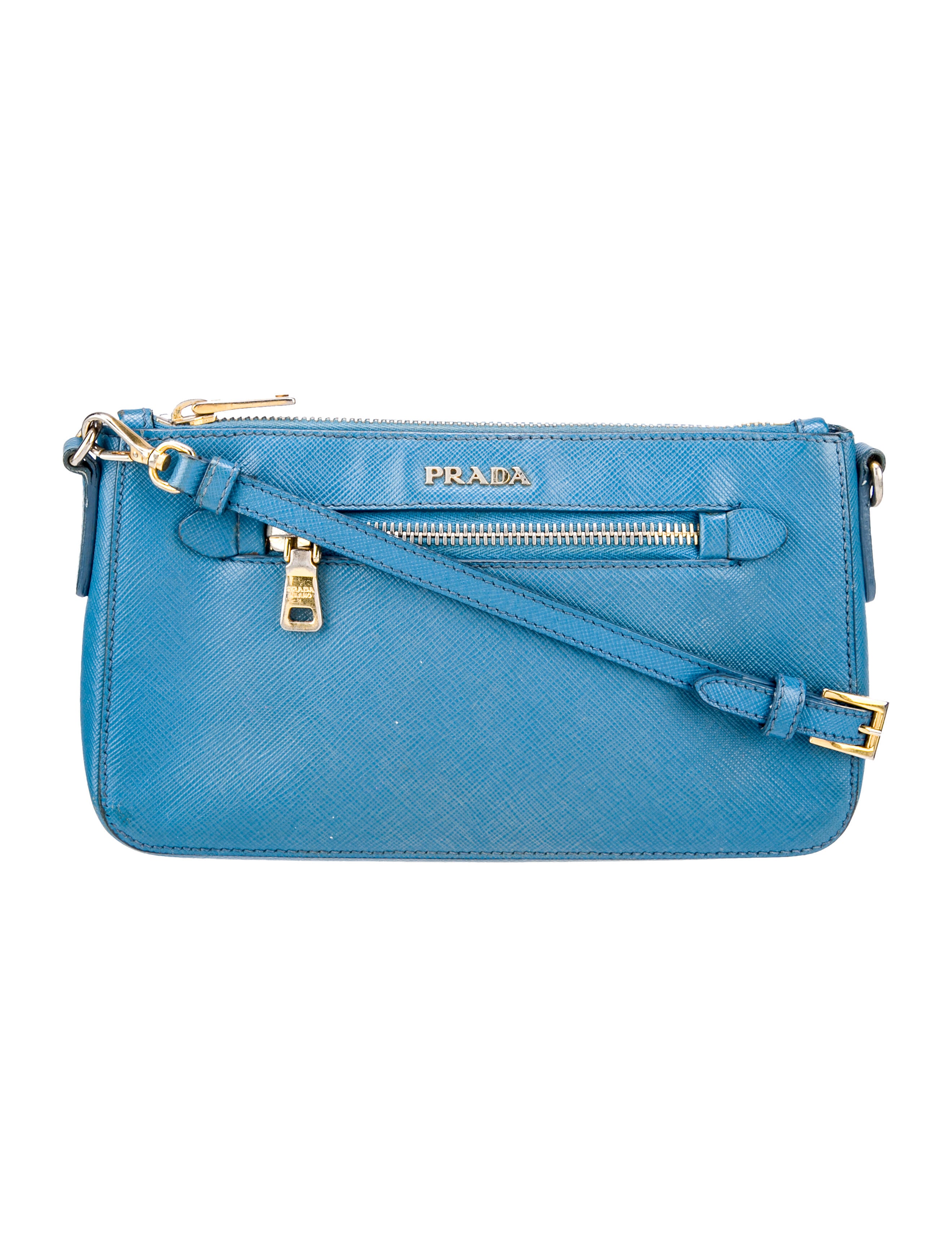 Prada Saffiano Lux Crossbody Bag Blue Crossbody Bags Handbags