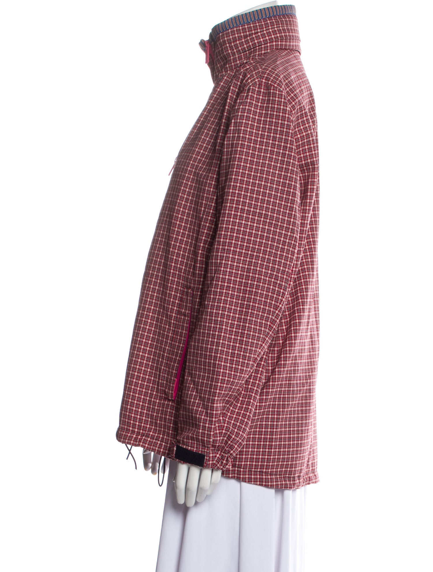 Prada Virgin Wool Plaid Print Jacket - Red Jackets, Clothing