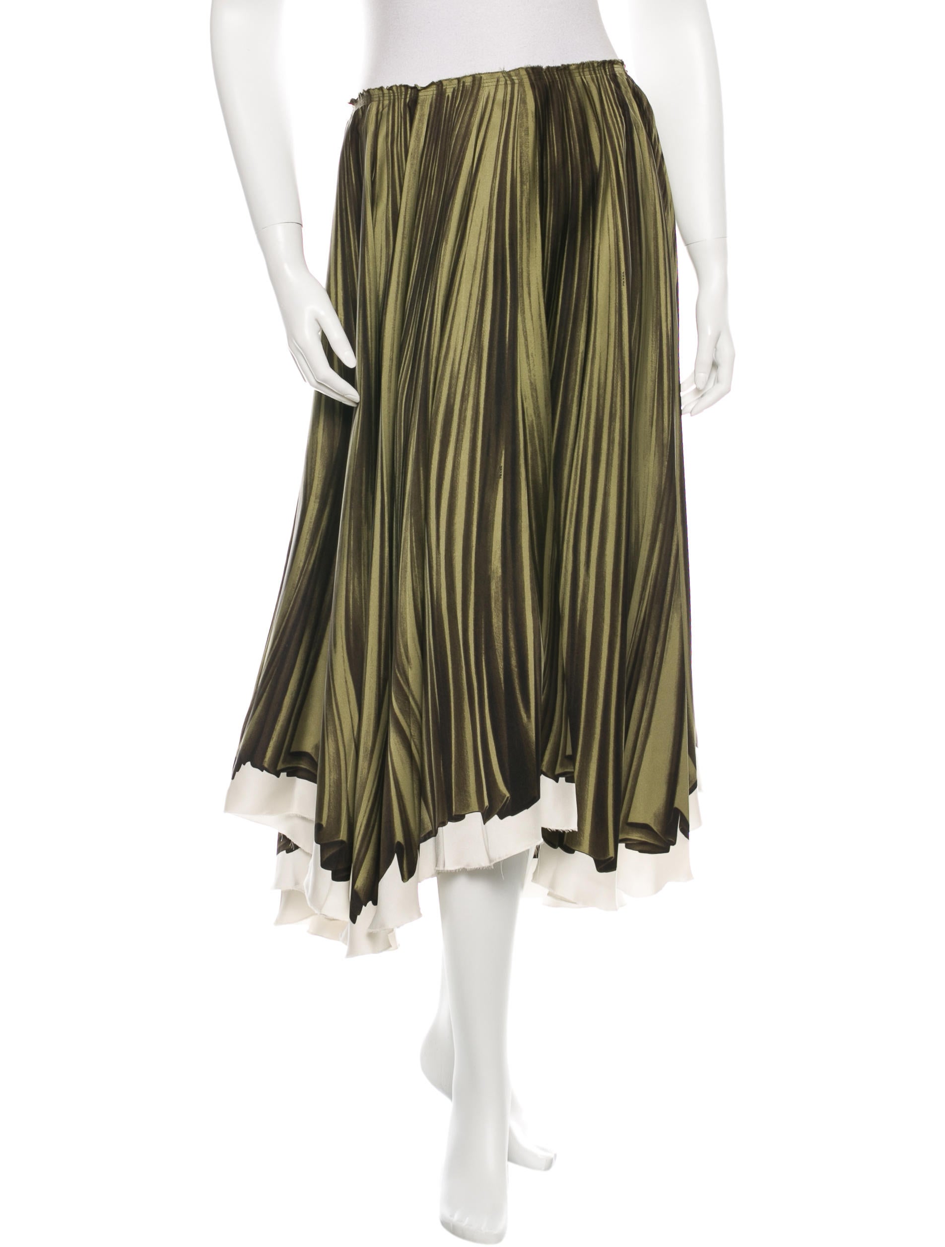 Prada Trompe L'oeil Silk Skirt - Green Skirts, Clothing