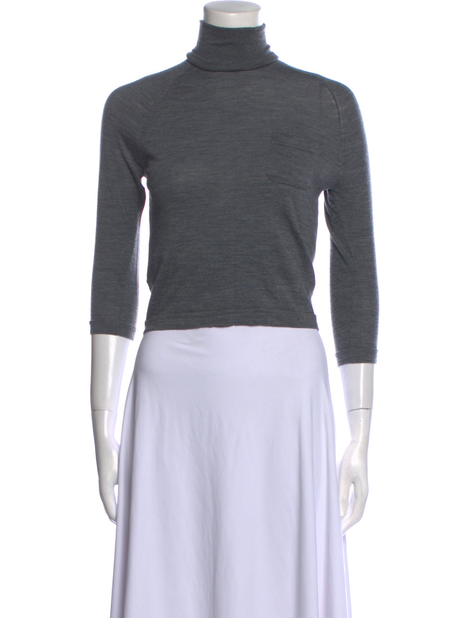 Prada Virgin Wool Turtleneck Sweater - Grey Knitwear