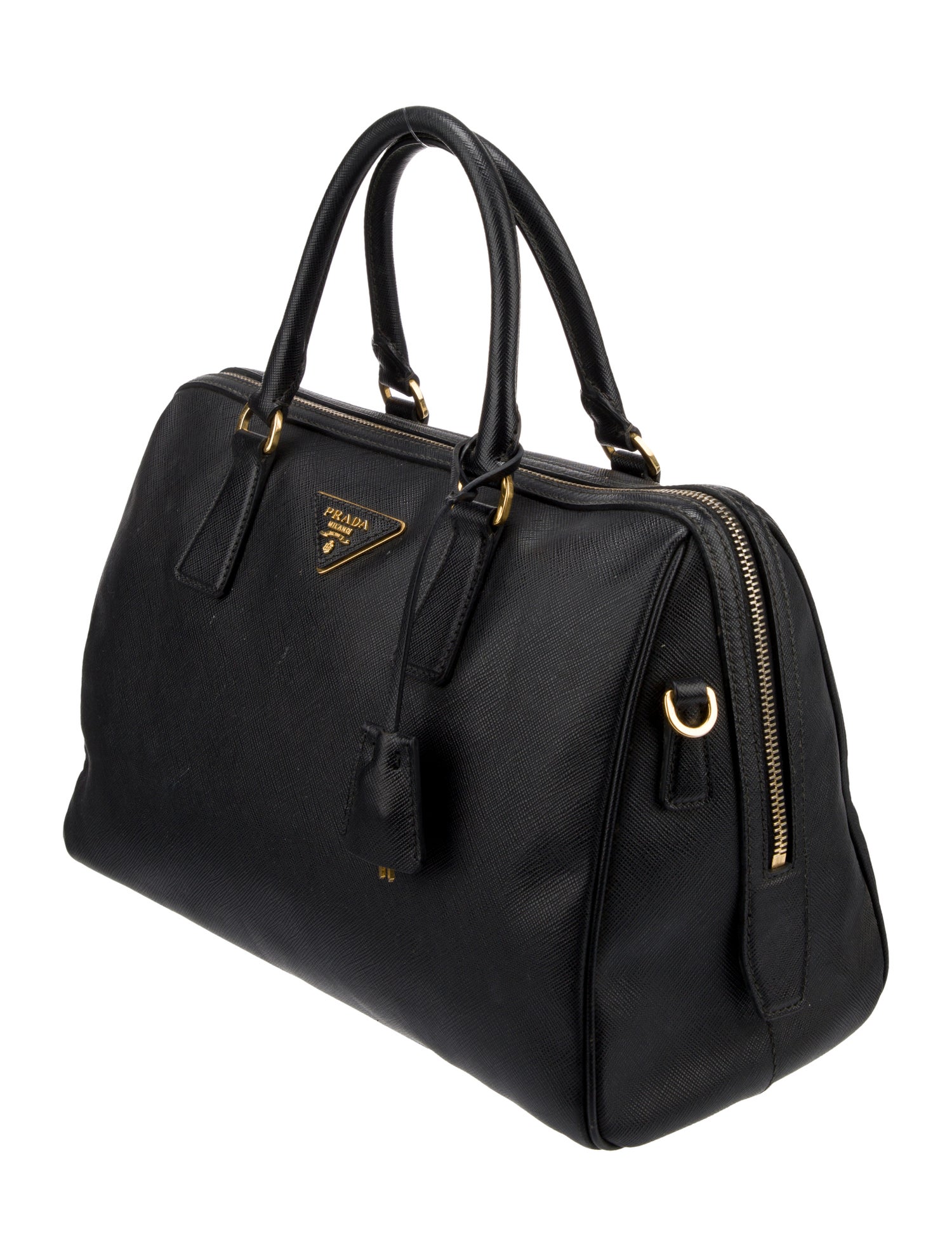 Prada Saffiano Boston Bag Black Handle Bags, Handbags PRA897698