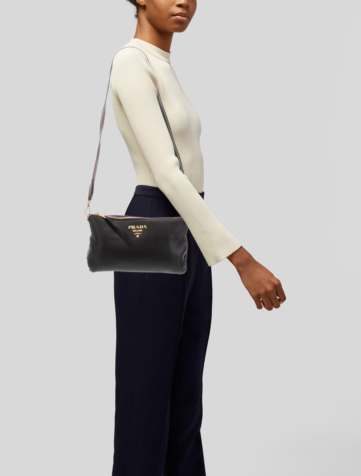 Prada Vitello Daino Crossbody w/ Strap Black Crossbody Bags, Handbags PRA897770 The RealReal