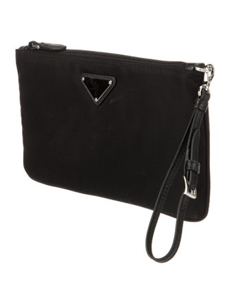 Prada Saffiano Lux-Trimmed Tessuto Wrist Pouch