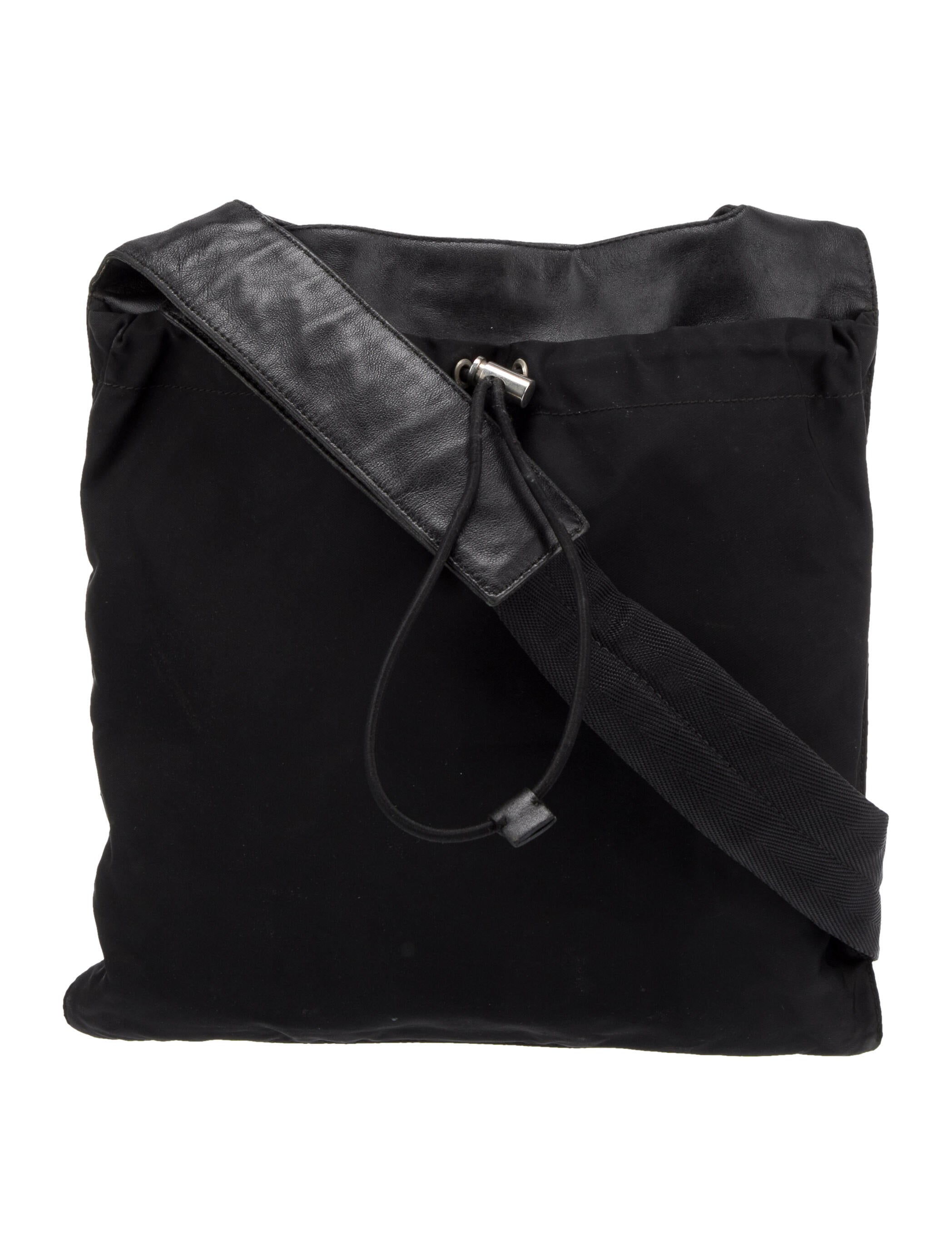 Prada Tessuto Messenger Bag Black Crossbody Bags, Handbags