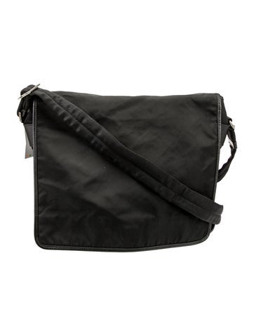 Prada Crossbody Bags Saffiano-Trimmed Tessuto Messenger Bag