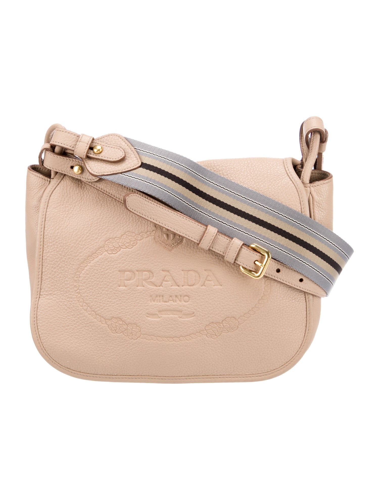 Prada Vitello Daino Embossed Logo Crossbody Bag Neutrals Crossbody