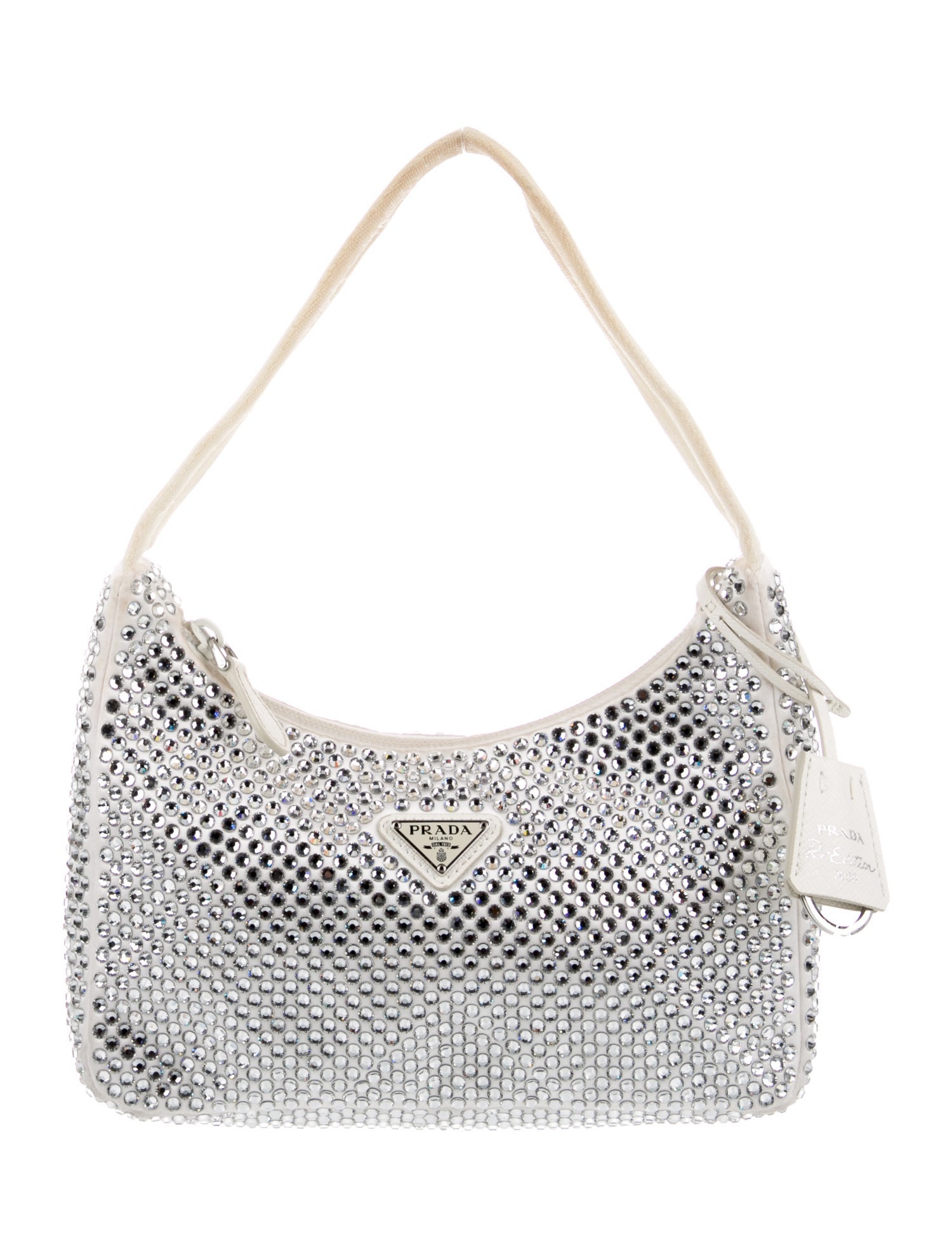 Prada Crystal ReEdition 2000 Hobo White Hobos, Handbags PRA908568