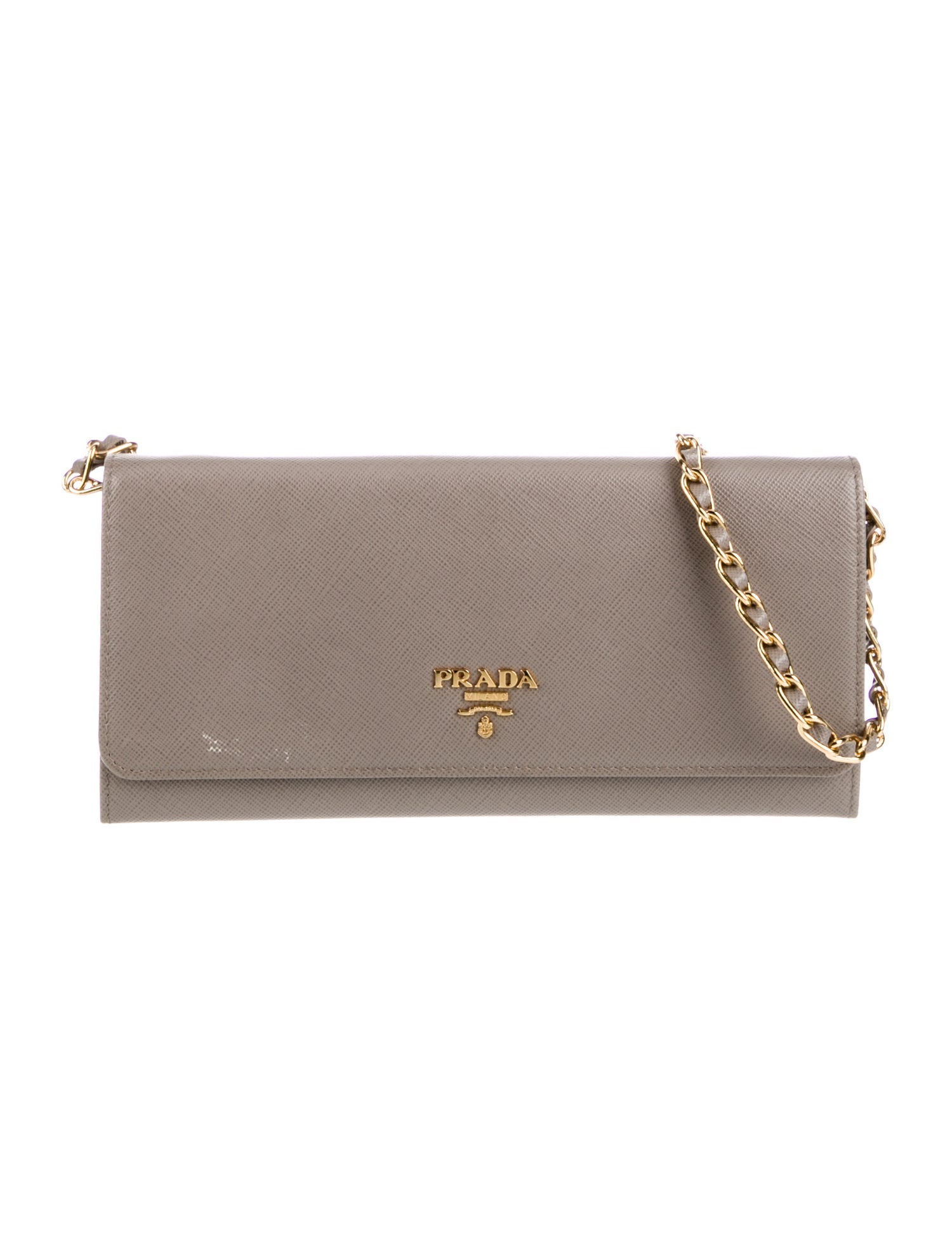 Prada Saffiano Metal Wallet On Chain Neutrals Crossbody Bags