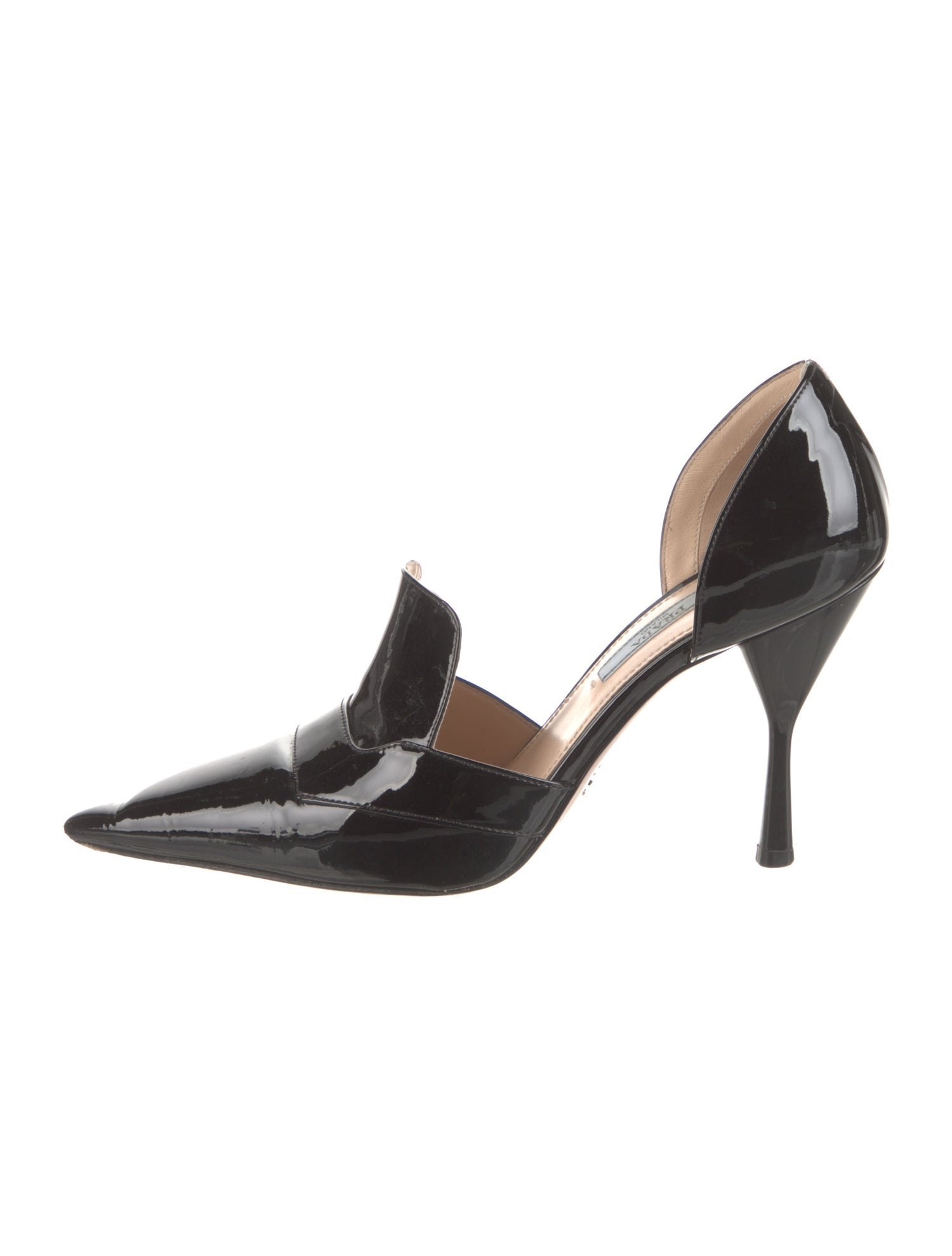 Prada Patent Leather Printed D'Orsay Pumps Black Pumps, Shoes